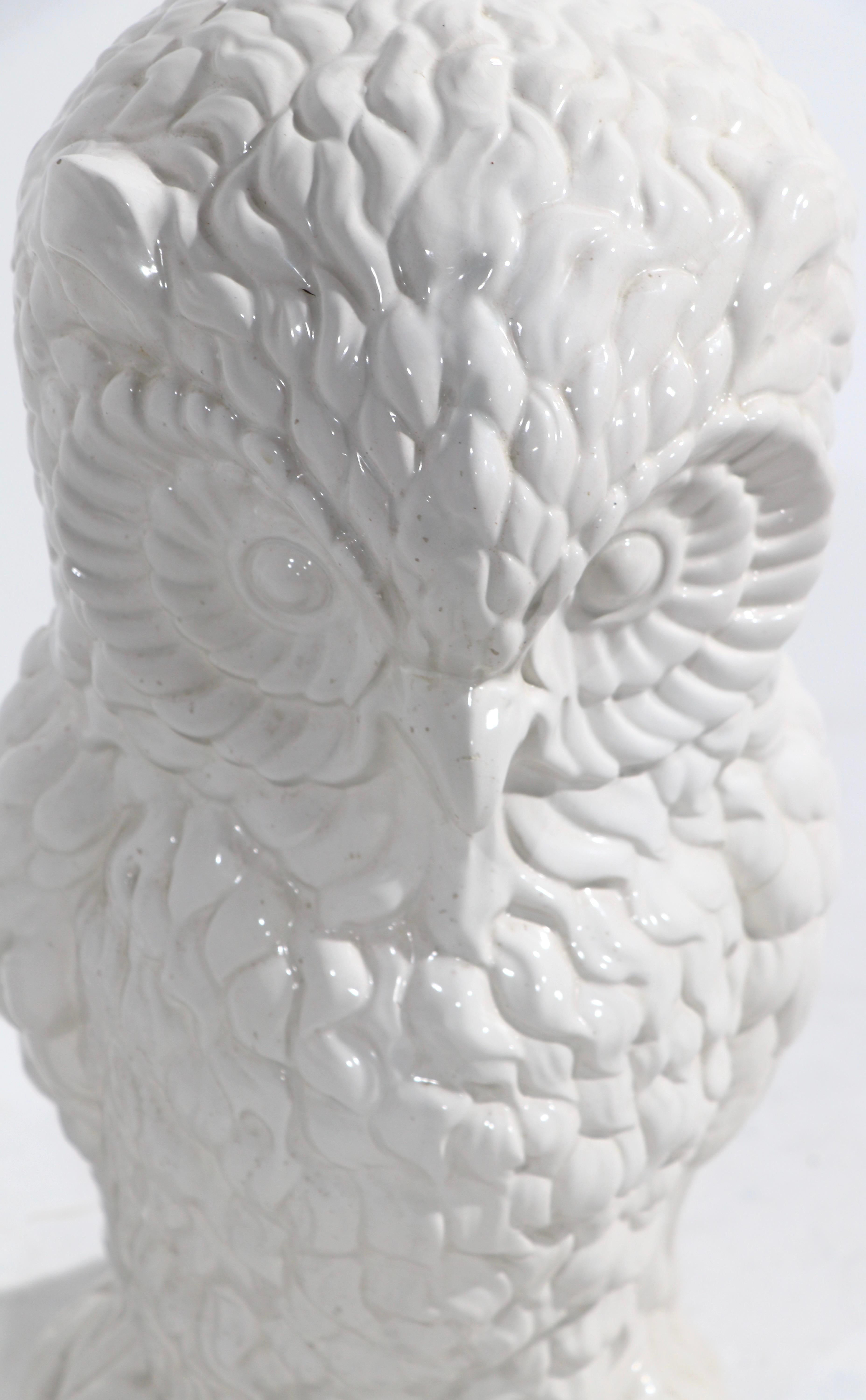Italian Post Modern Ceramic Owl Made in Italy For Sale