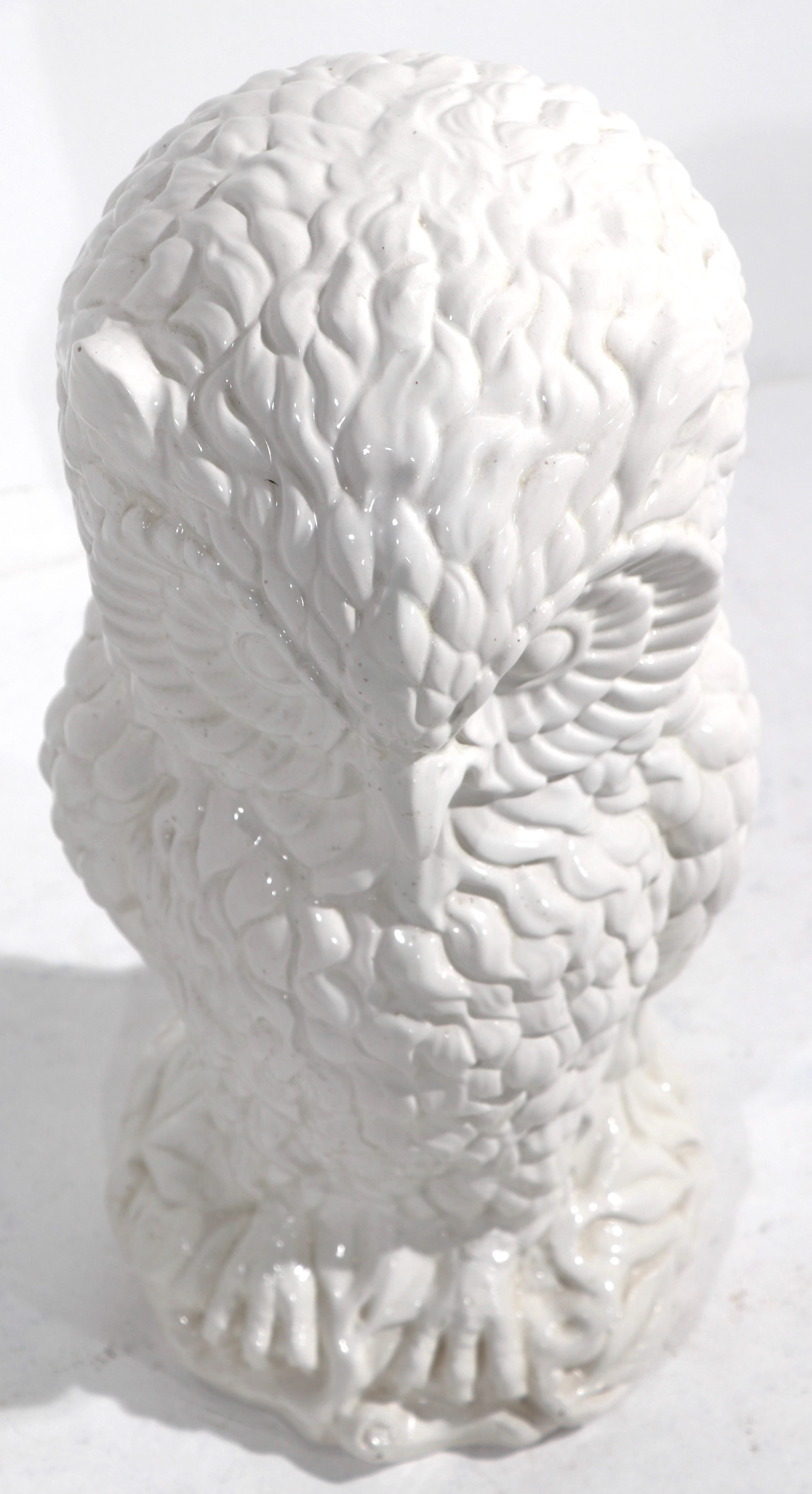 Post Modern Ceramic Owl Made in Italy In Good Condition For Sale In New York, NY
