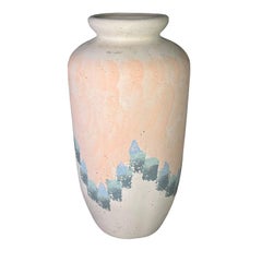 Post Modern Ceramic Pastel Southwest Vase in Blue Green and Pink