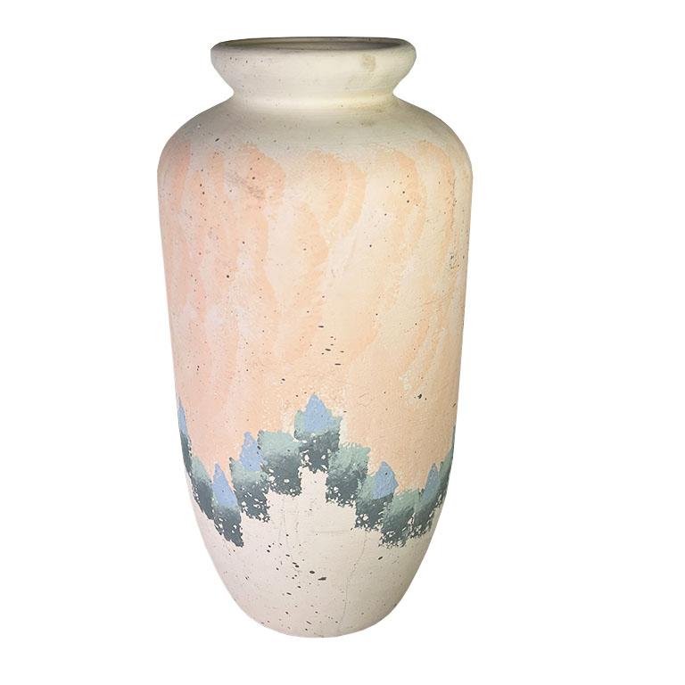 Americano Vaso postmoderno in ceramica pastello Southwest in blu, verde e rosa in vendita