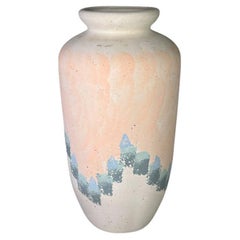 Post Modern Ceramic Pastel Southwest Vase in Blue Green and Pink