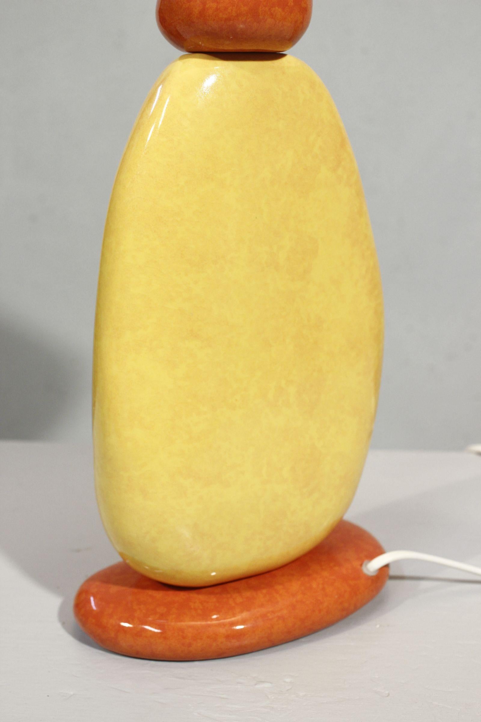Late 20th Century Post-modern ceramic pebble lamp by François Chatain, France 1990s