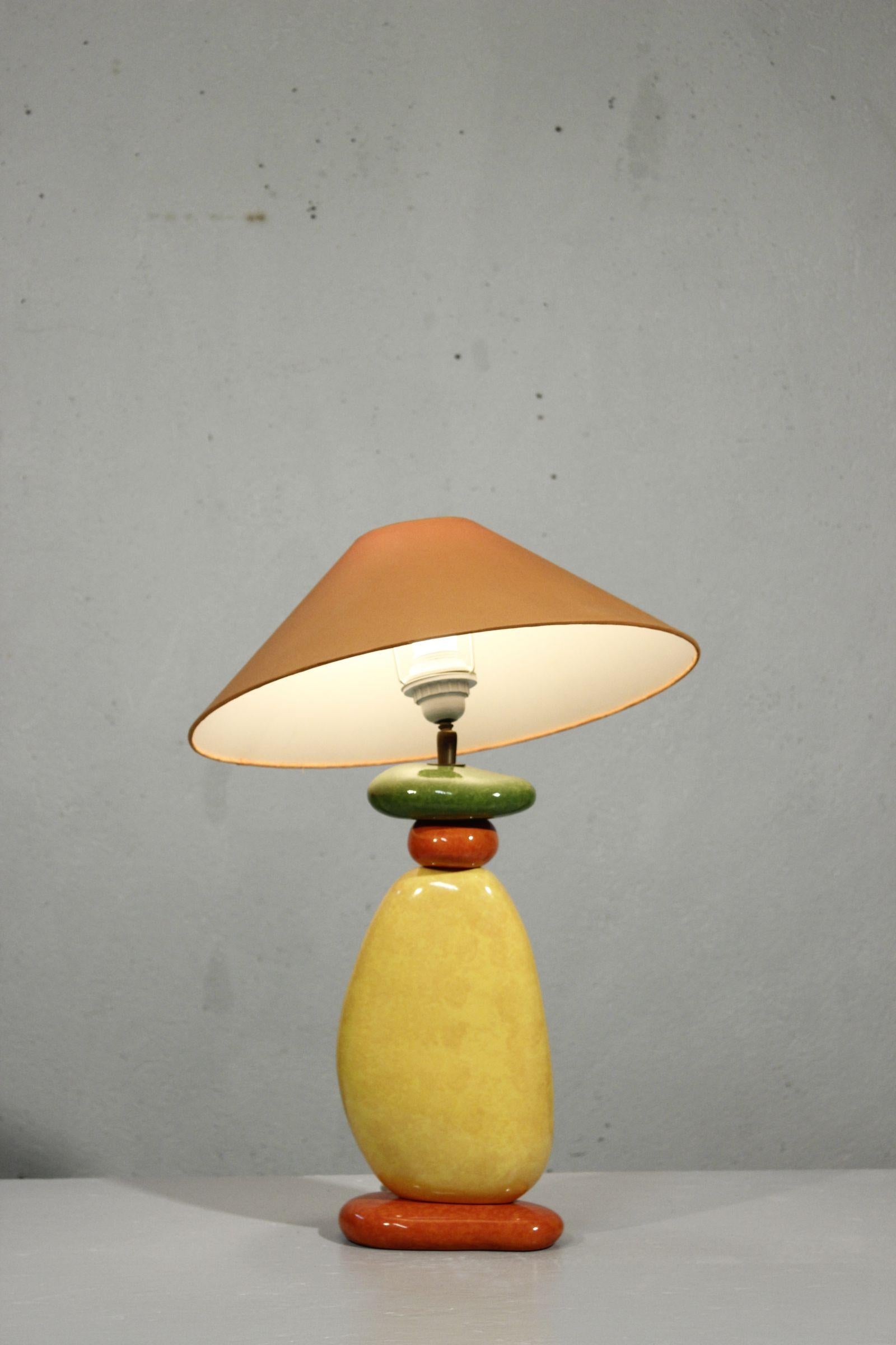 Post-modern ceramic pebble lamp by François Chatain, France 1990s 2