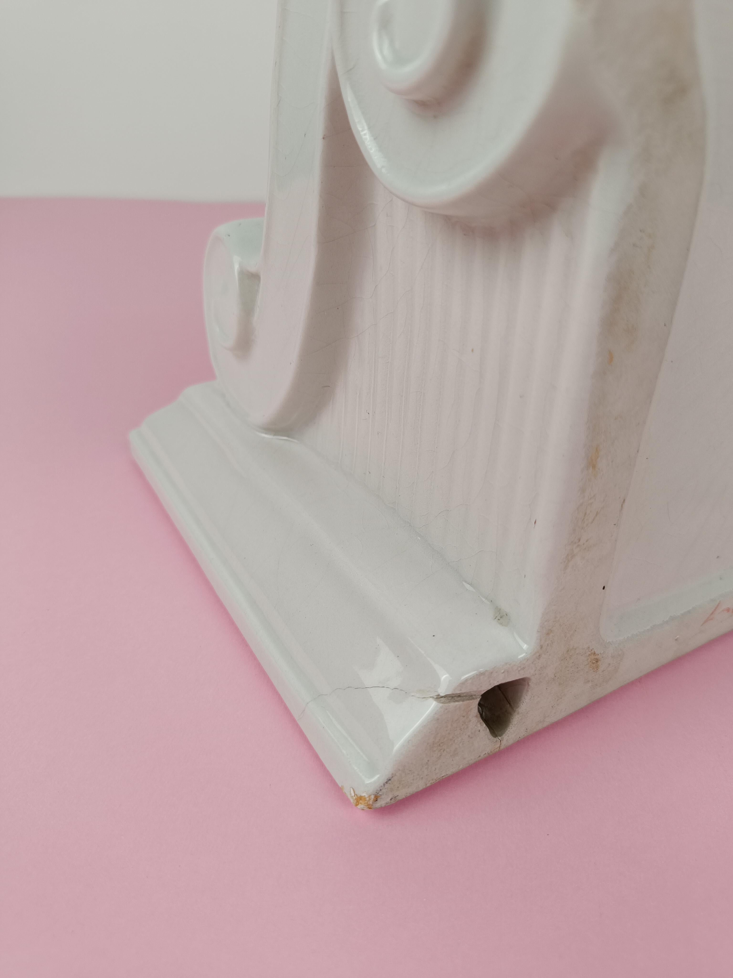 Post-Modern Ceramic Shelf in the shape of a half Greek Ionic capital, Italy 70s For Sale 7