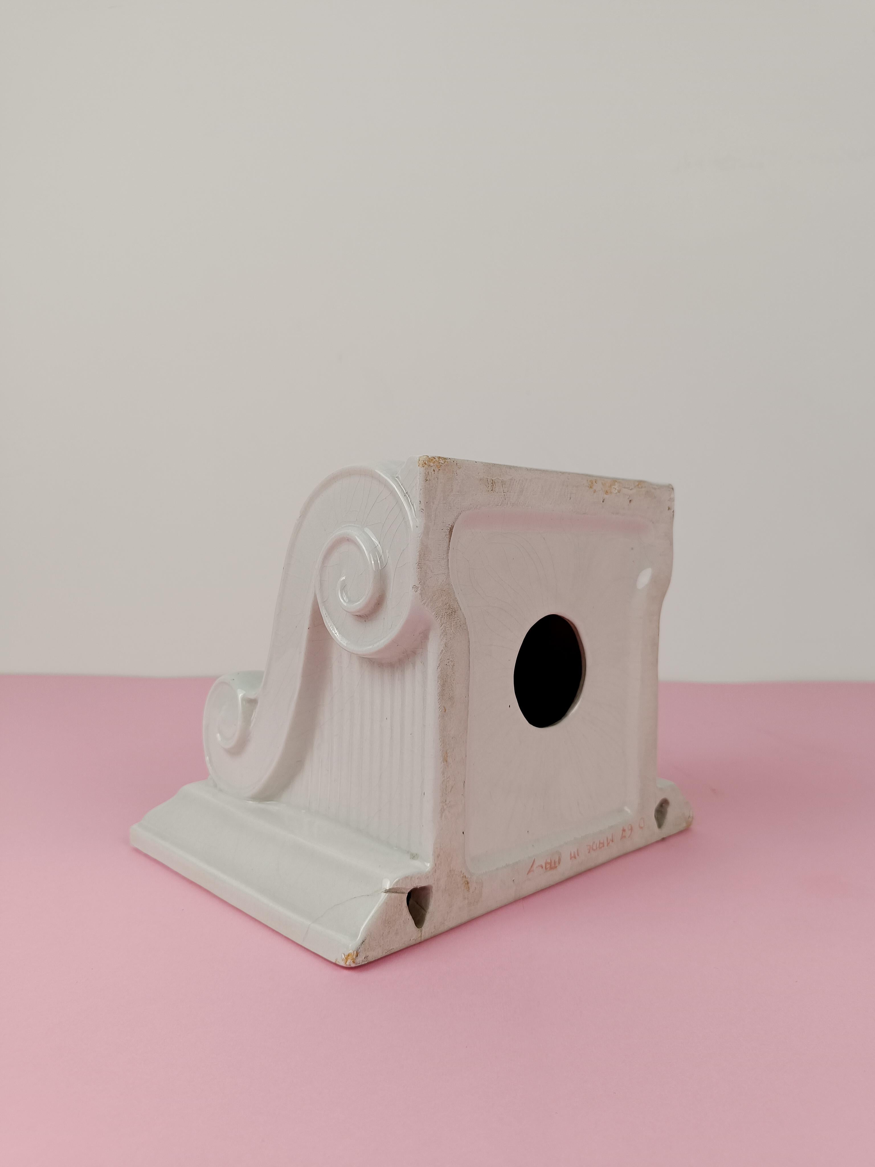 Post-Modern Ceramic Shelf in the shape of a half Greek Ionic capital, Italy 70s For Sale 8