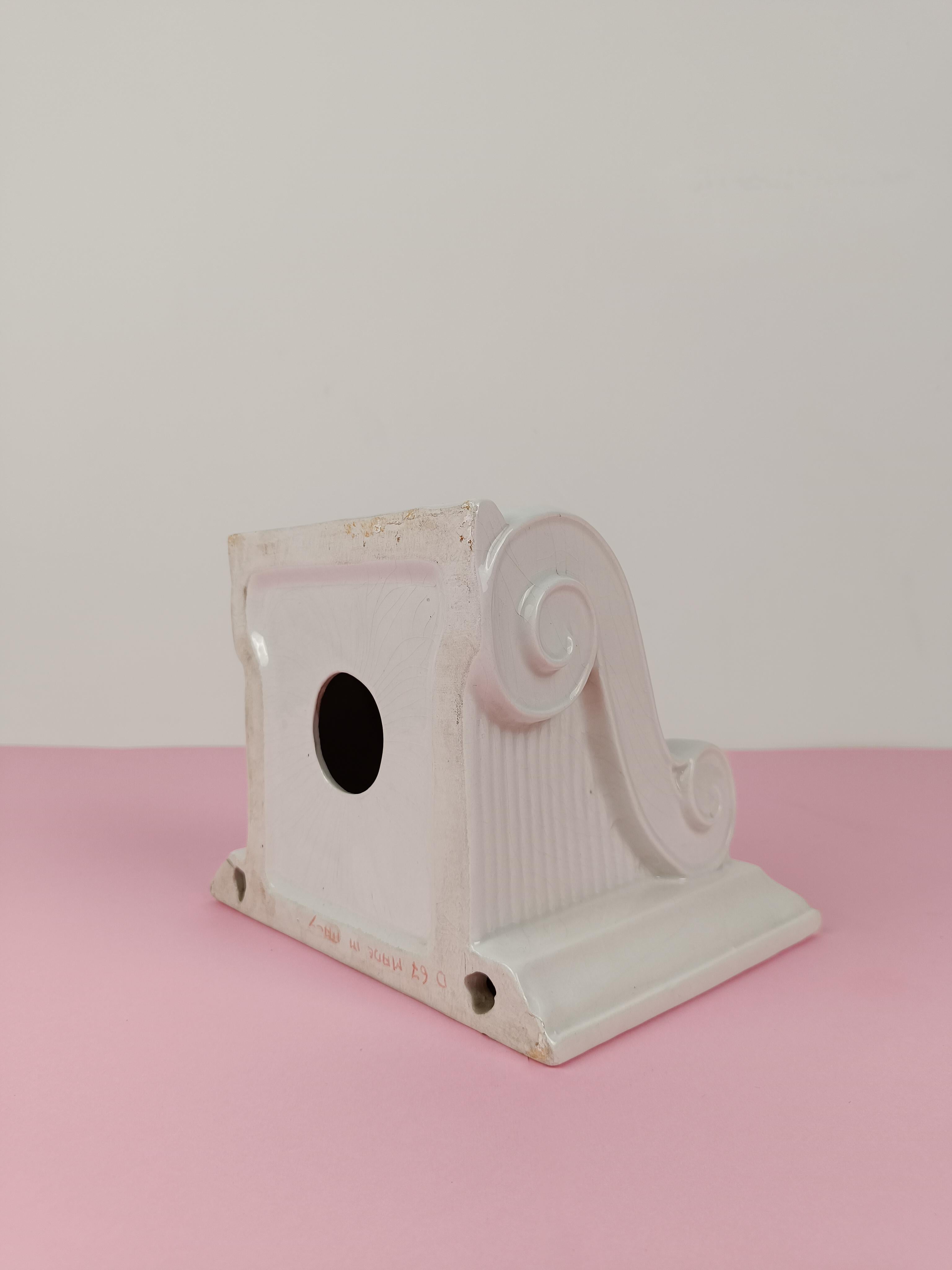 Post-Modern Ceramic Shelf in the shape of a half Greek Ionic capital, Italy 70s For Sale 11