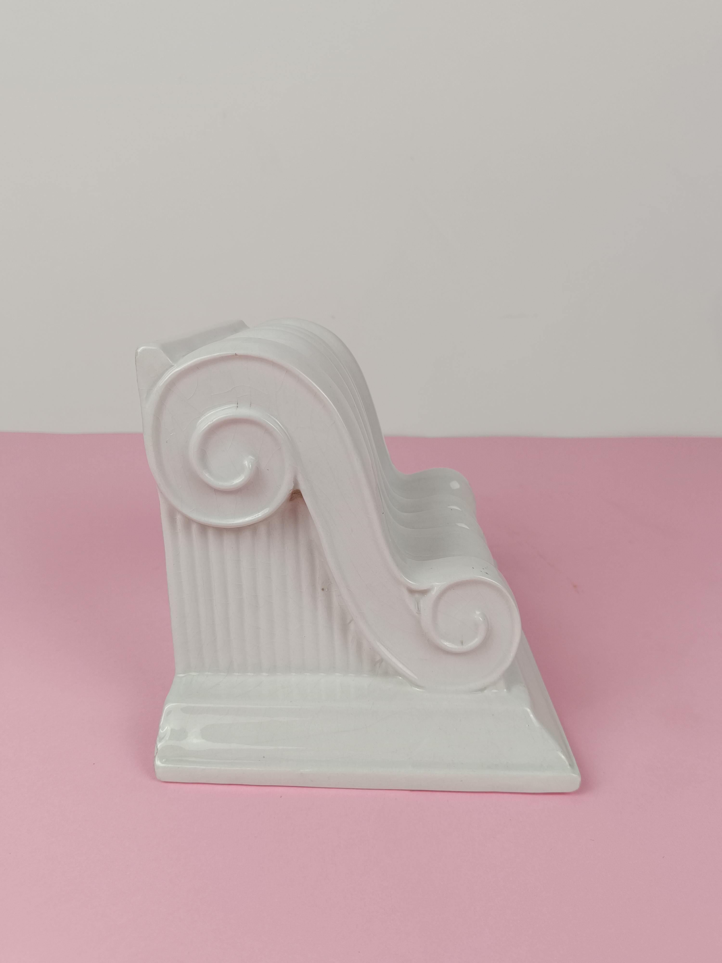 Post-Modern Ceramic Shelf in the shape of a half Greek Ionic capital, Italy 70s For Sale 12
