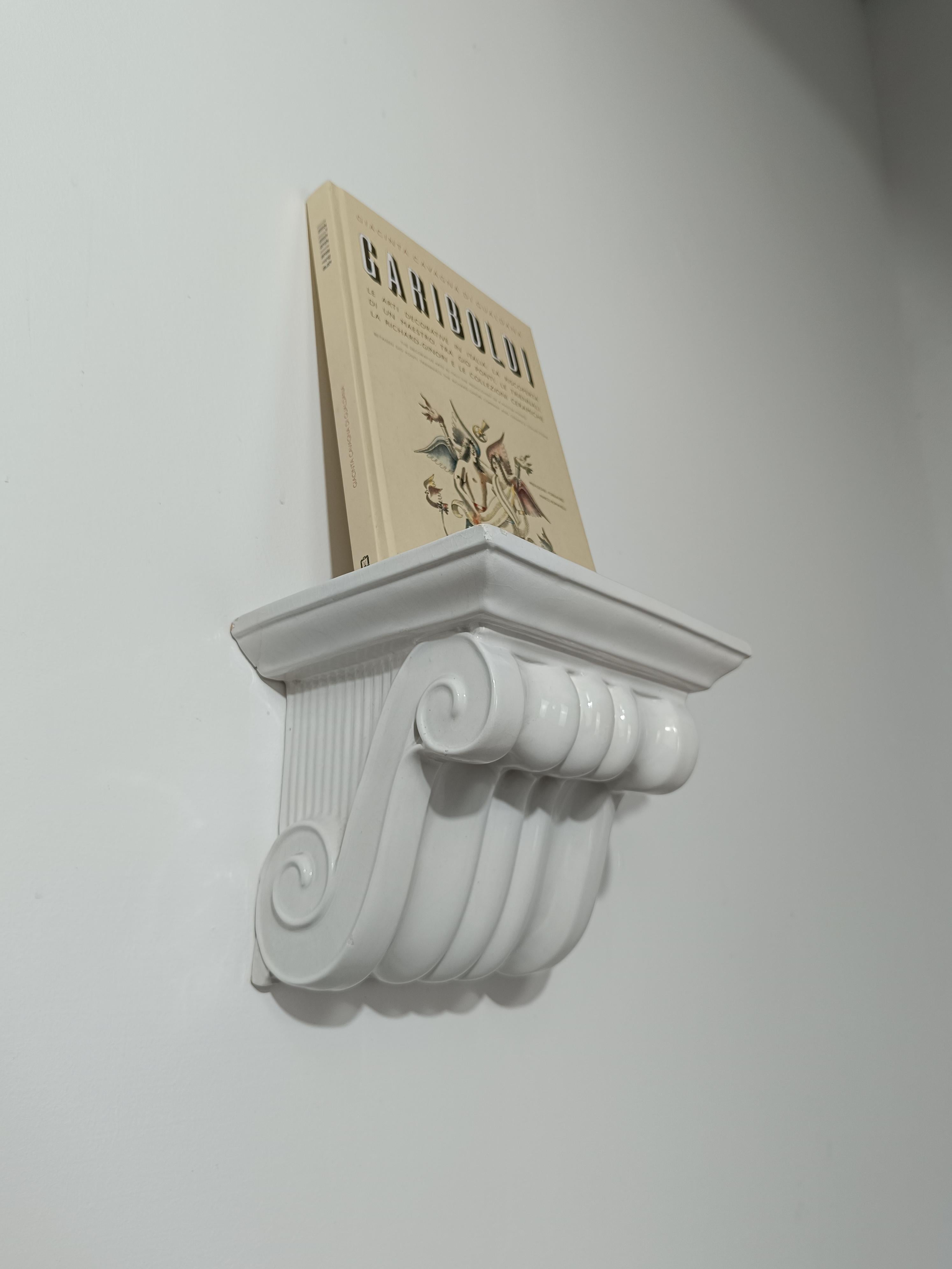 Post-Modern Ceramic Shelf in the shape of a half Greek Ionic capital, Italy 70s For Sale 1