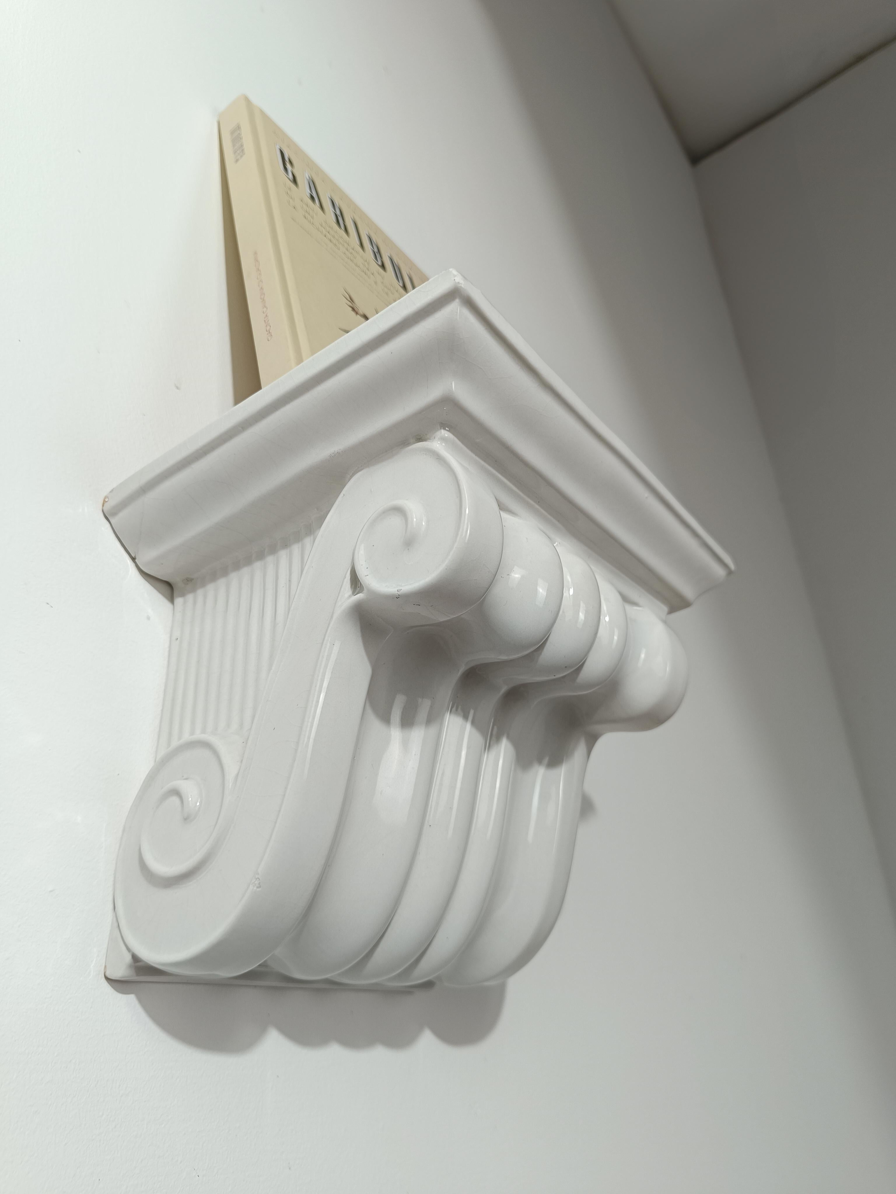 Post-Modern Ceramic Shelf in the shape of a half Greek Ionic capital, Italy 70s For Sale 2