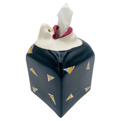 Post Modern Ceramic Tissue Box Sculpture Signed Anita 1988
