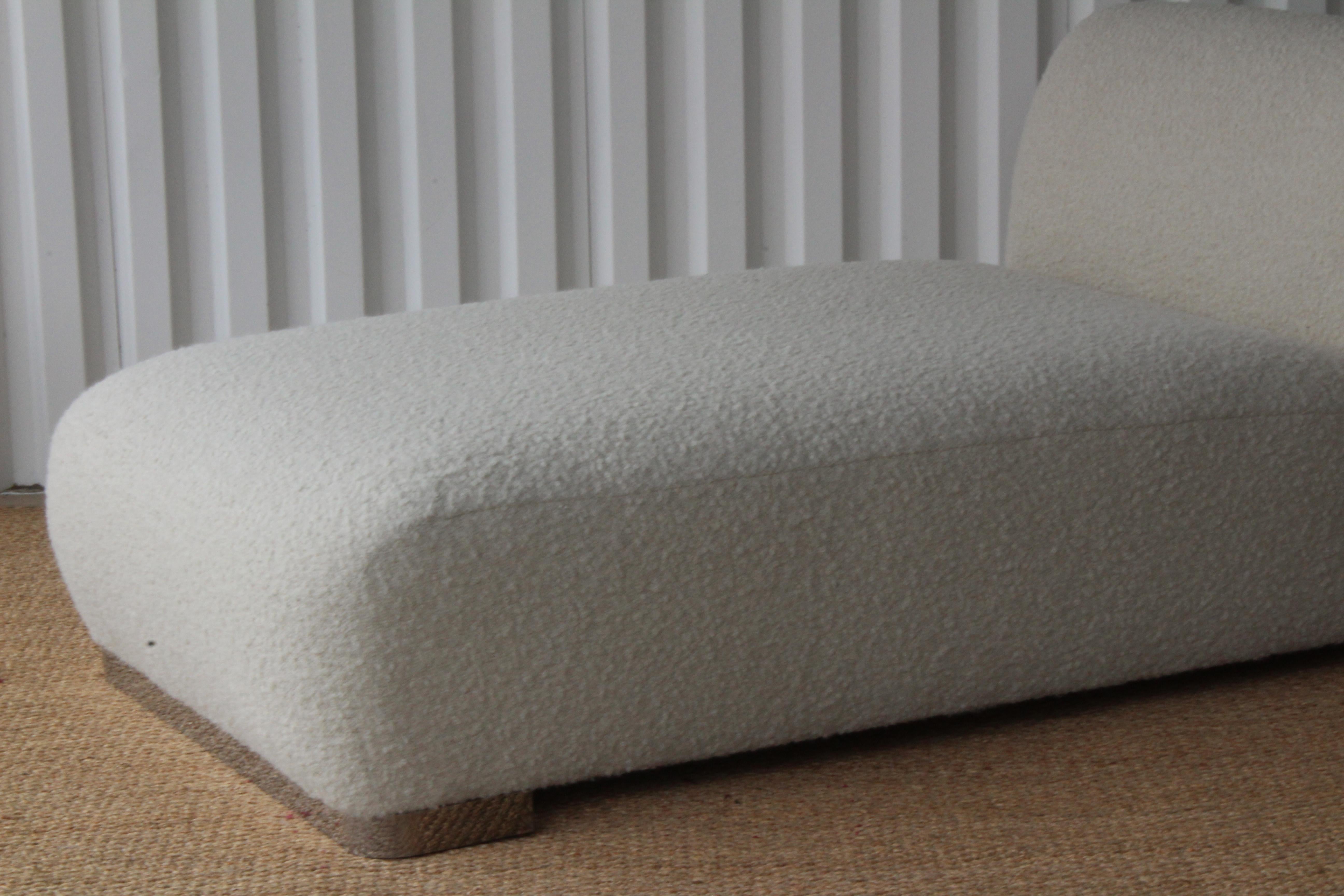 Plated Postmodern Chaise Lounge in Alpaca Wool, U.S.A, 1980s