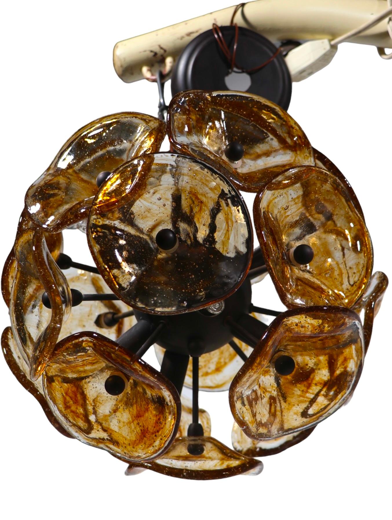 Post Modern Chandelier with Murano Glass Flowers by Fiori c 1990 -2010 For Sale 3