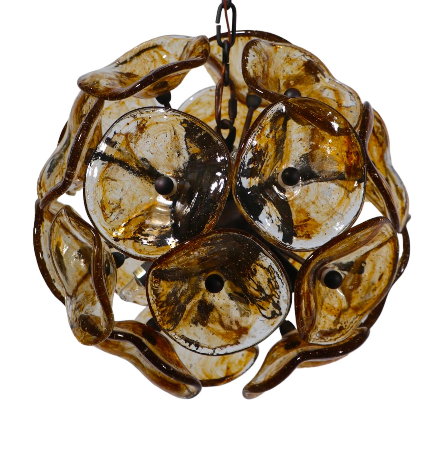Post Modern Chandelier with Murano Glass Flowers by Fiori c 1990 -2010 For Sale 7