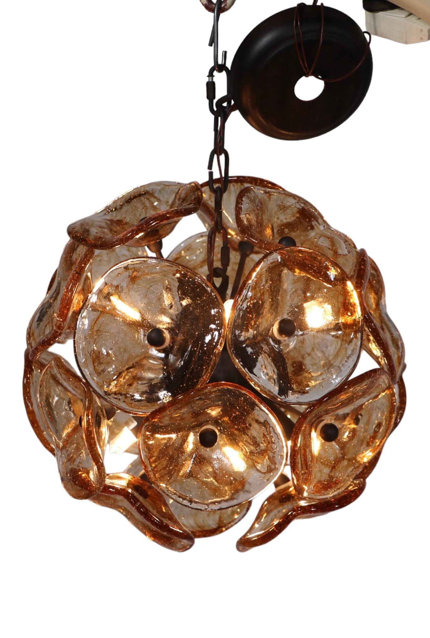 Post Modern Chandelier with Murano Glass Flowers by Fiori c 1990 -2010 For Sale 8