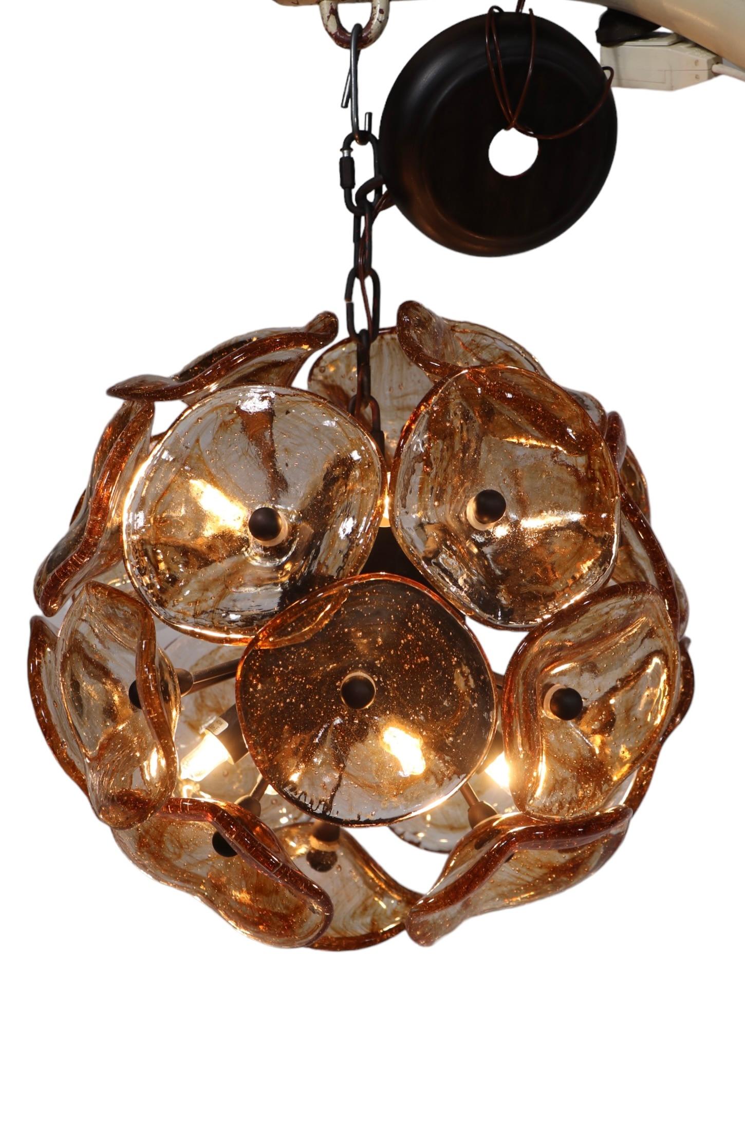 Post Modern Chandelier with Murano Glass Flowers by Fiori c 1990 -2010 For Sale 9