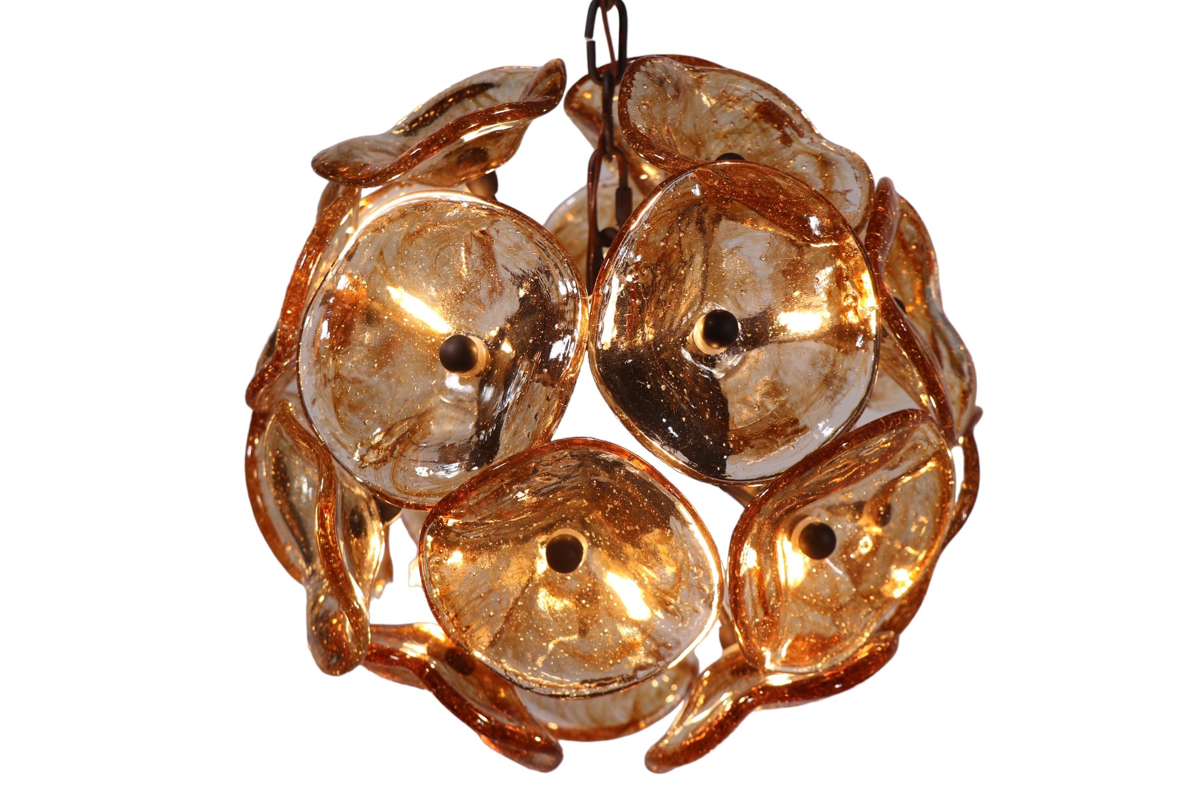 Post Modern Chandelier with Murano Glass Flowers by Fiori c 1990 -2010 For Sale 12