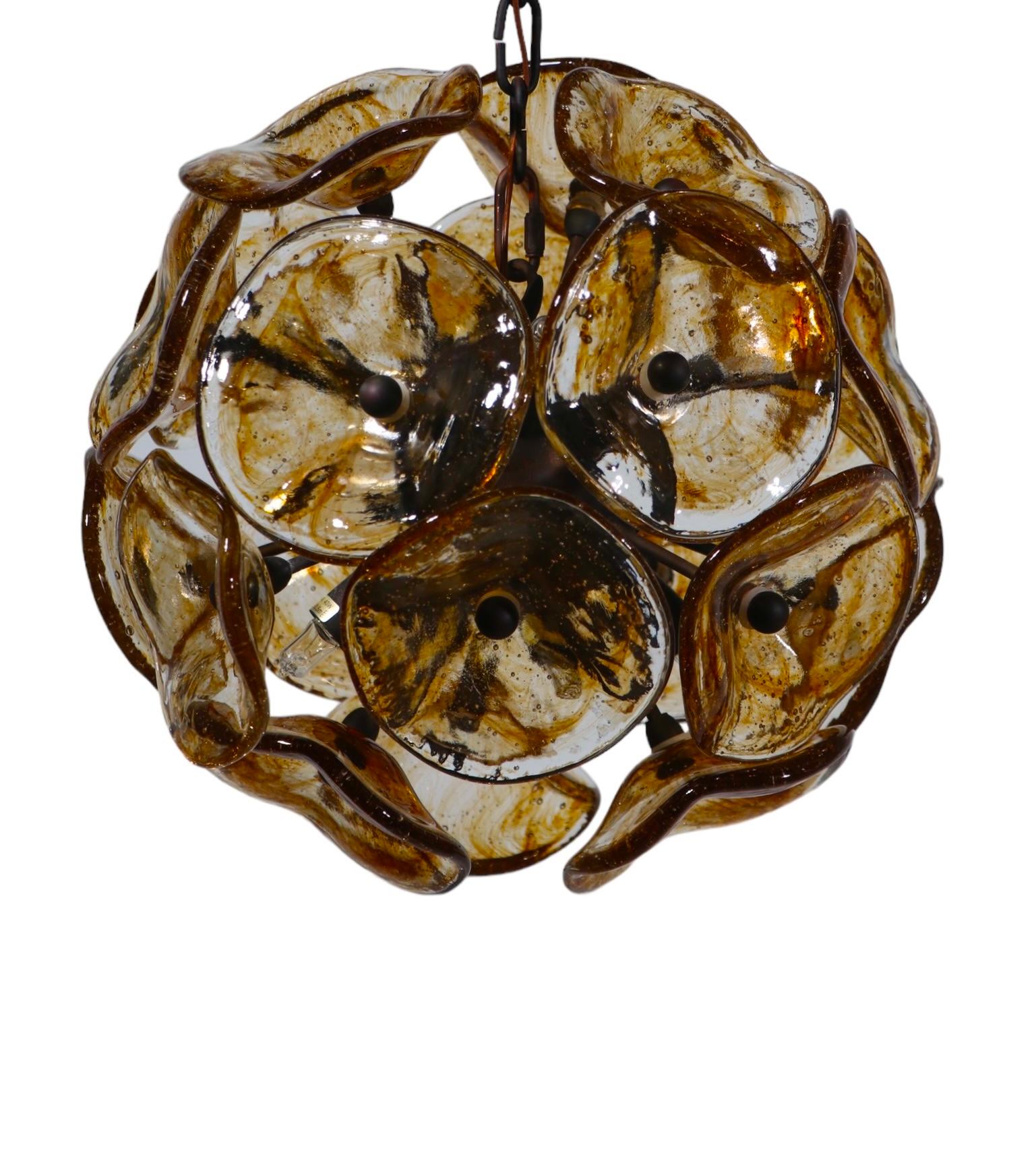 Post Modern Chandelier with Murano Glass Flowers by Fiori c 1990 -2010 For Sale 1