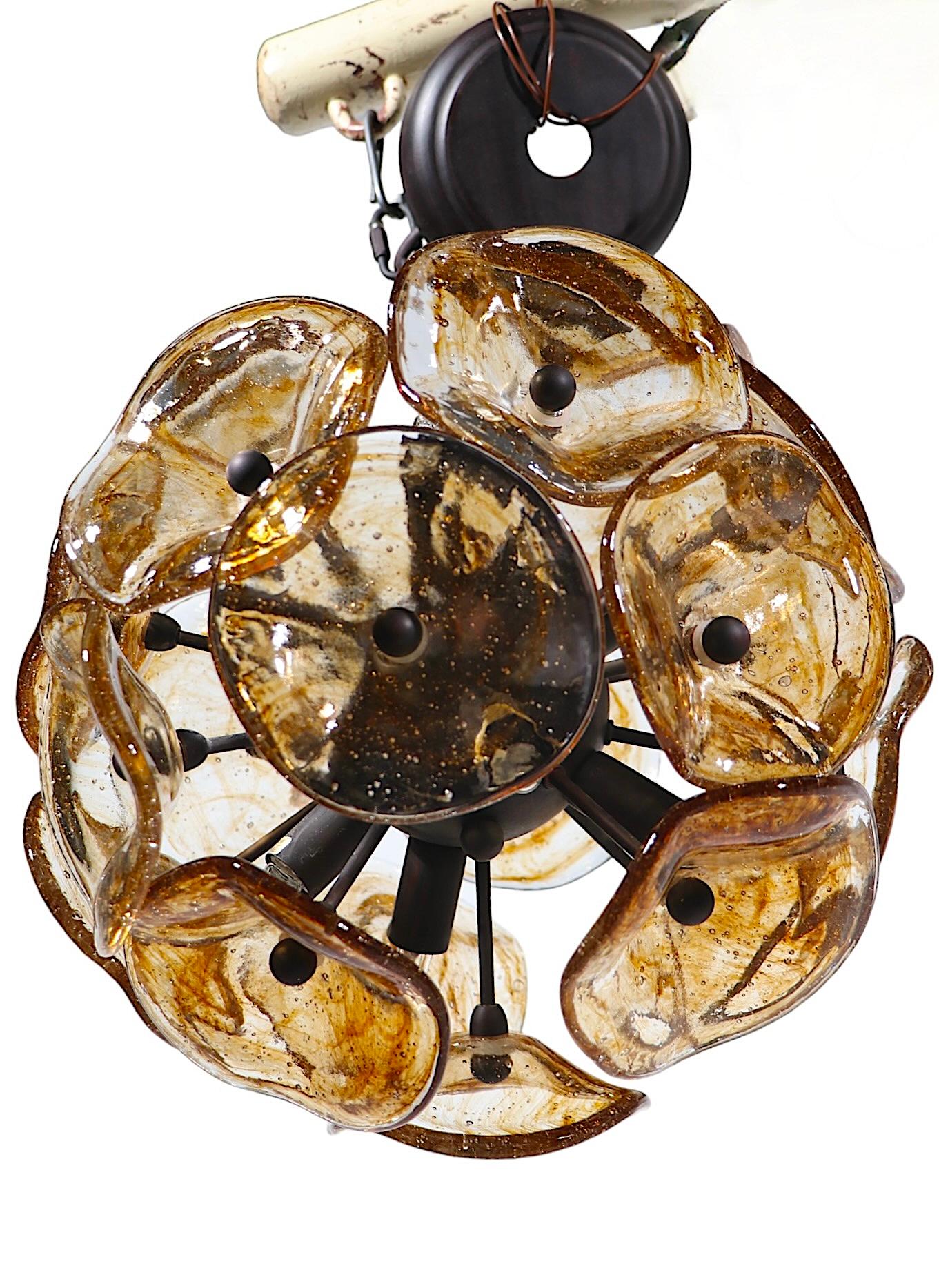Post Modern Chandelier with Murano Glass Flowers by Fiori c 1990 -2010 For Sale 2