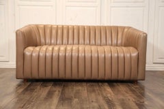 Post Modern Channel Tufted Leather Sofa / Settee / Italy