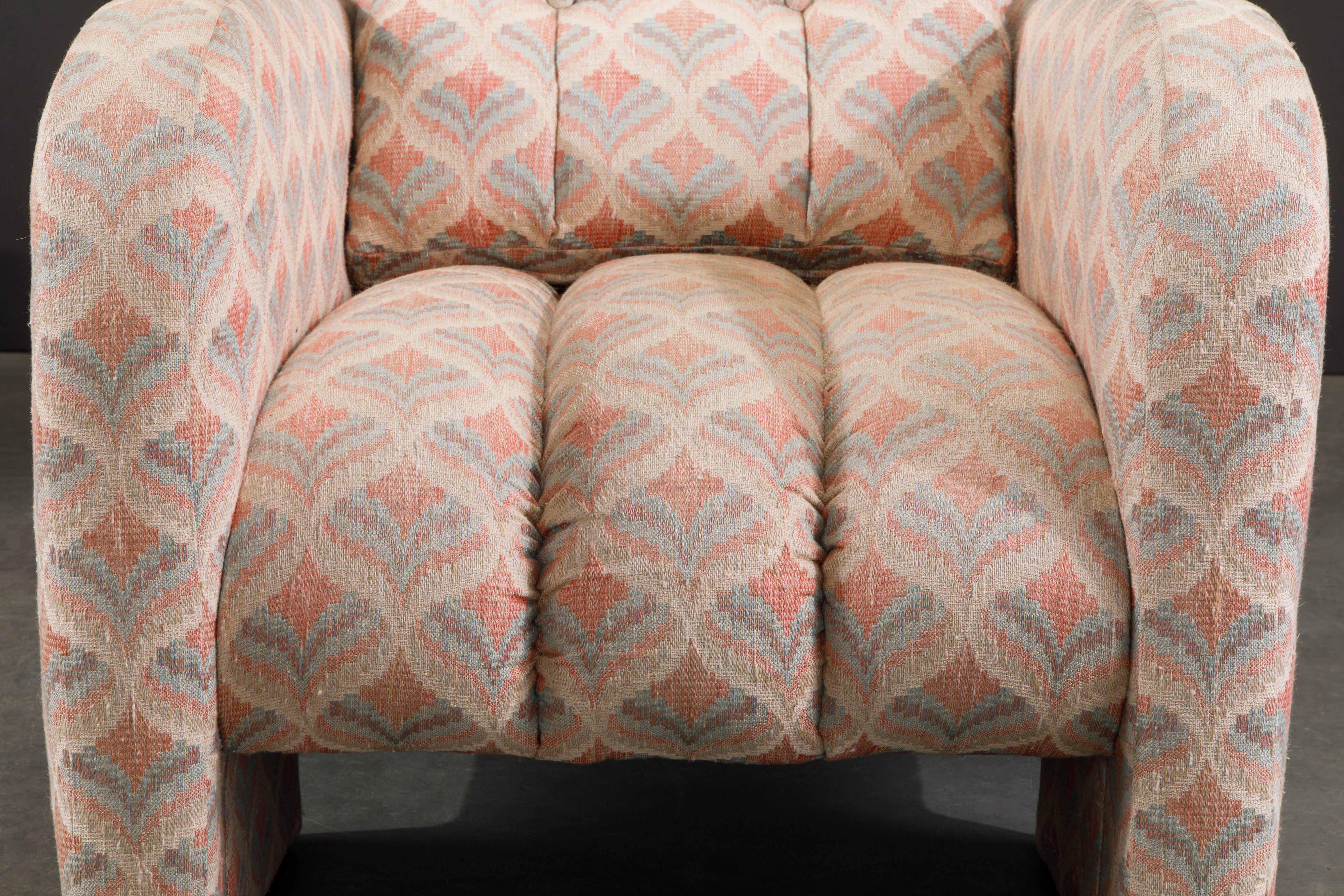 Post-Modern Channel Tufted Lounge Chairs, Attributed to Vladimir Kagan, 1980s For Sale 6