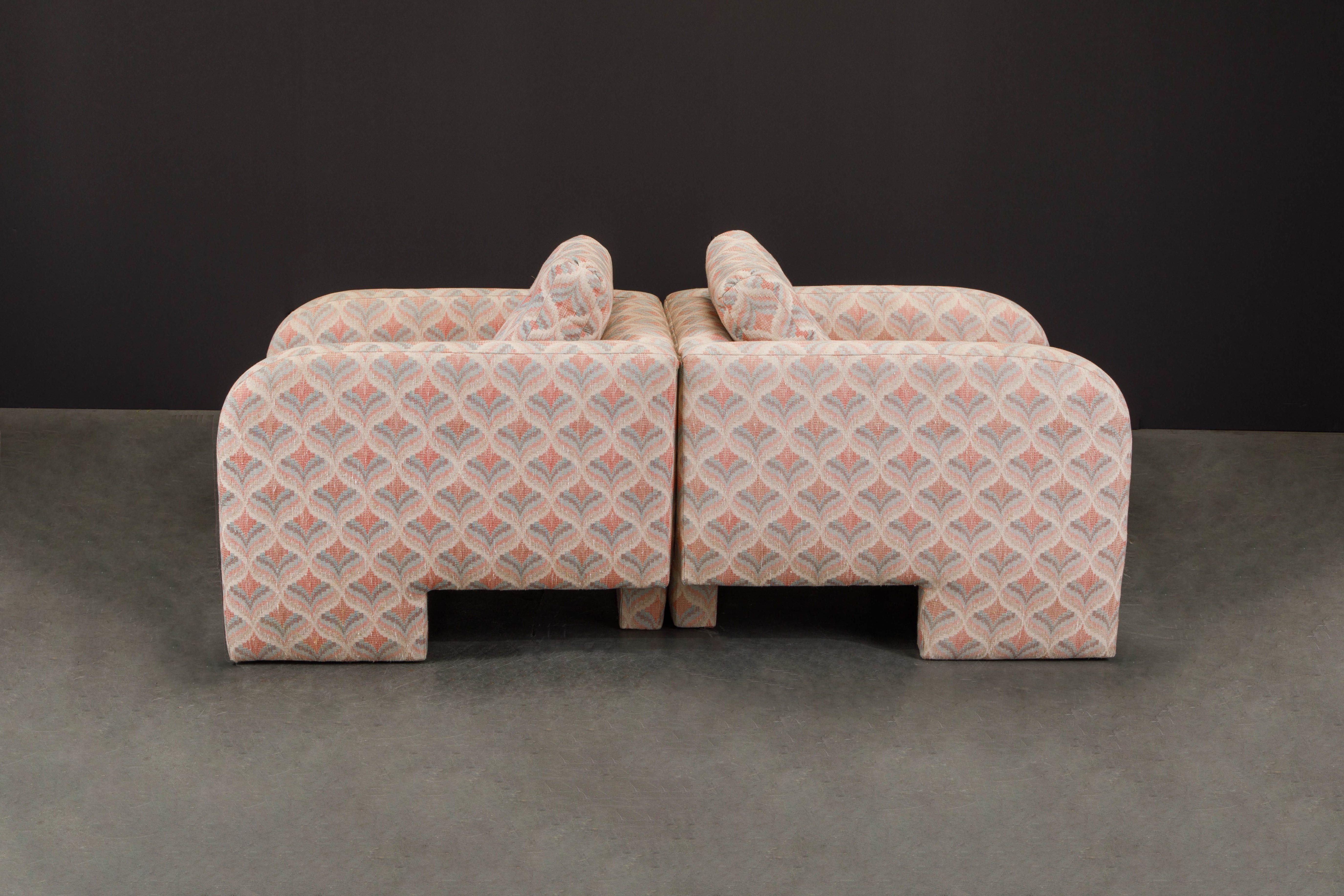 Post-Modern Channel Tufted Lounge Chairs, Attributed to Vladimir Kagan, 1980s In Good Condition For Sale In Los Angeles, CA