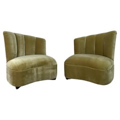 Post Modern Channel Tufted Lounge Chairs- Pair
