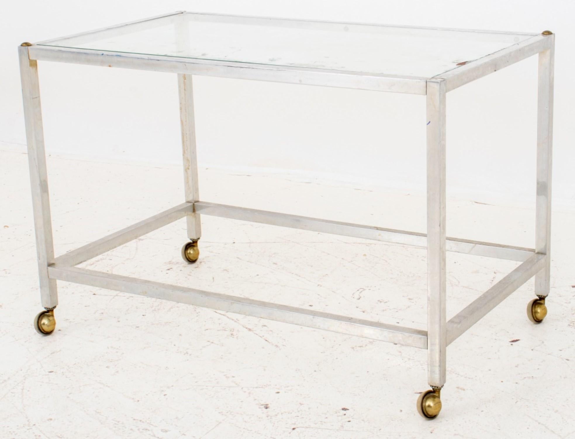 Post Modern Chrome and Glass Cart / Coffee Table In Good Condition For Sale In New York, NY