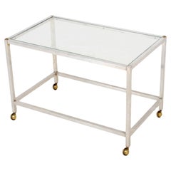 Vintage Post Modern Chrome and Glass Cart / Coffee Table