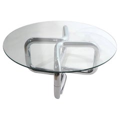 Post Modern Chrome and Glass Coffee table Made in Italy, circa 1970s
