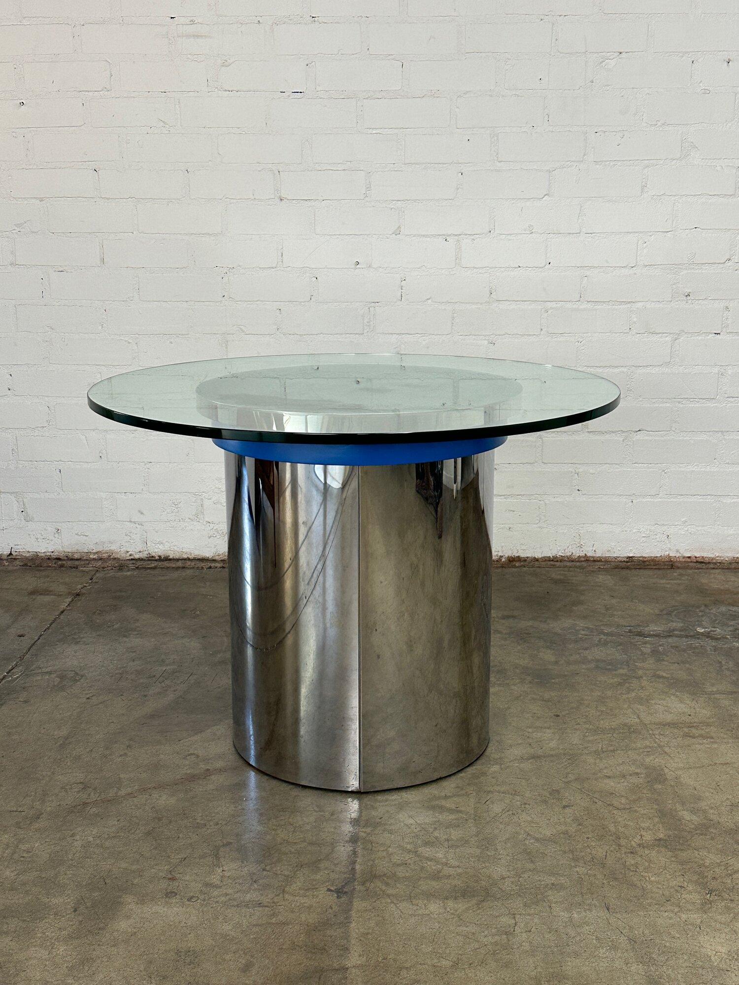 Glass Post modern chrome and glass dining table For Sale