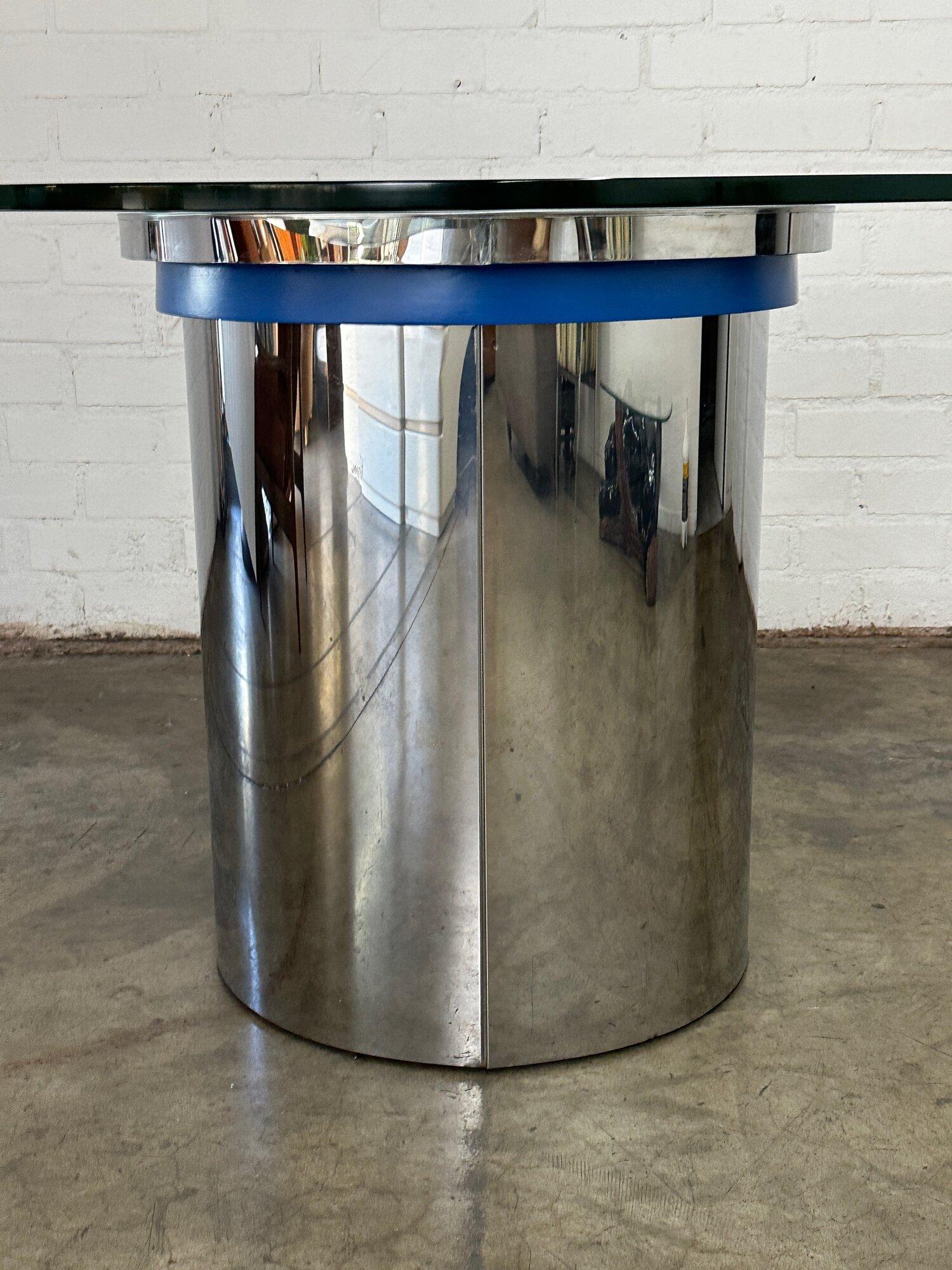 Post modern chrome and glass dining table For Sale 2