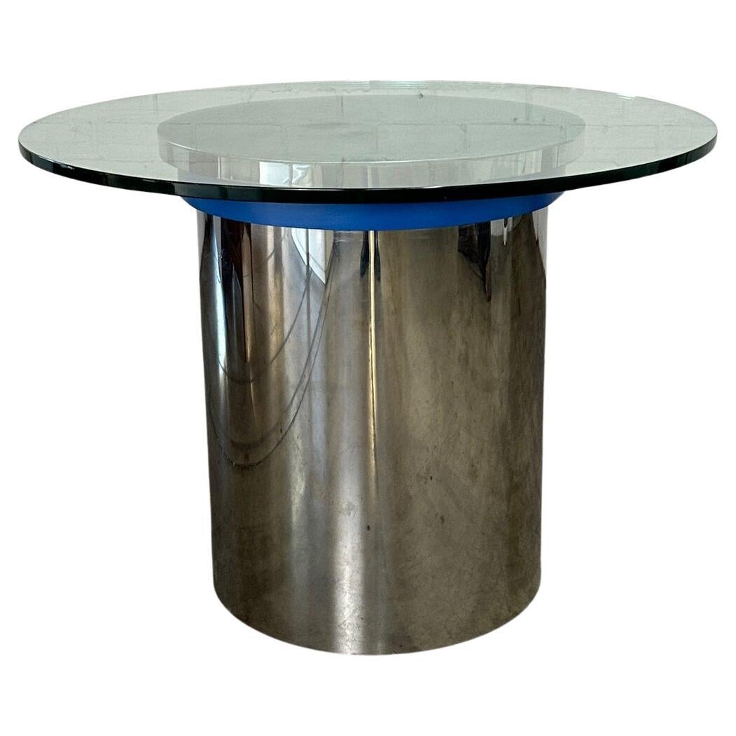 Post modern chrome and glass dining table For Sale
