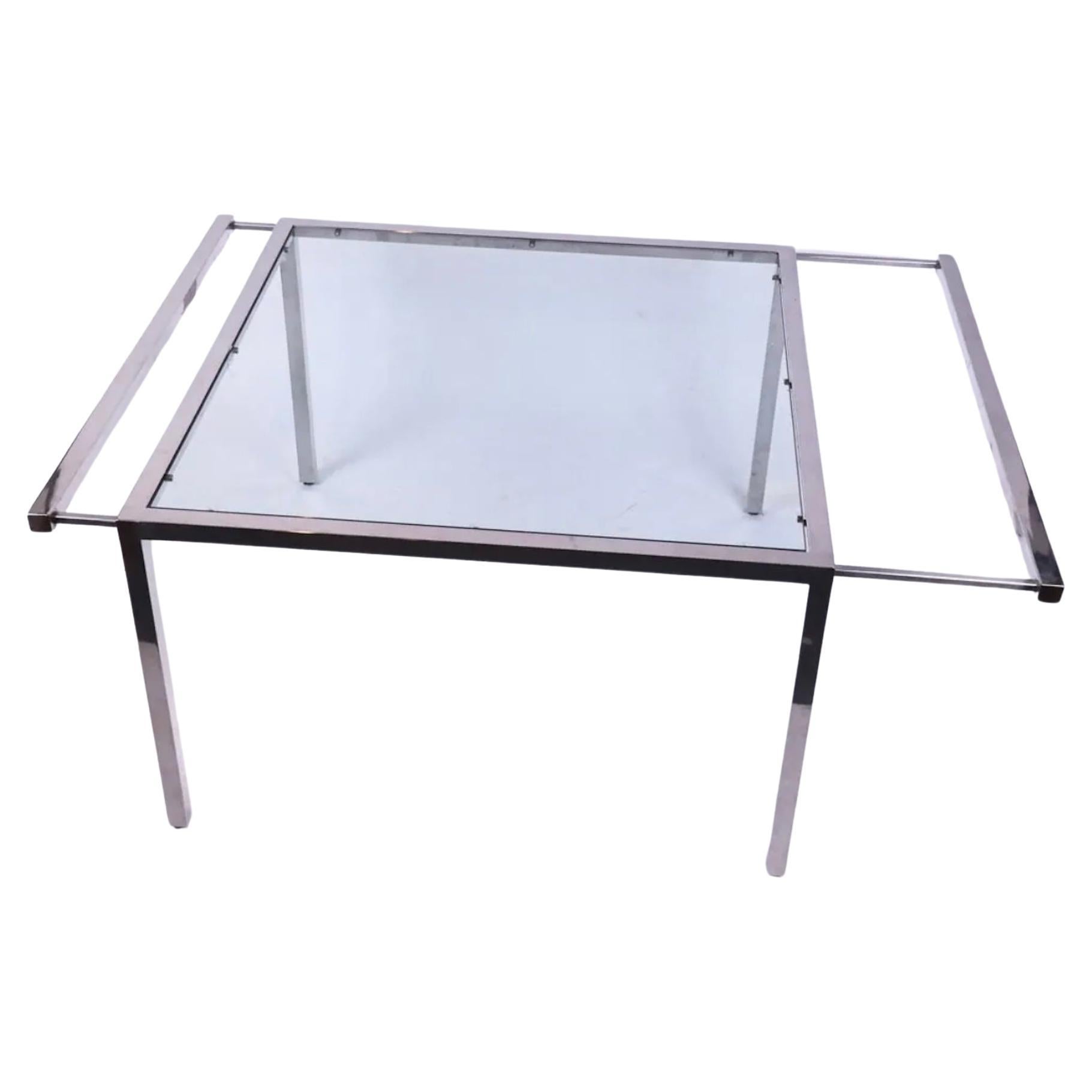 American Post Modern Chrome and Glass dining table with 2 Glass leaves For Sale