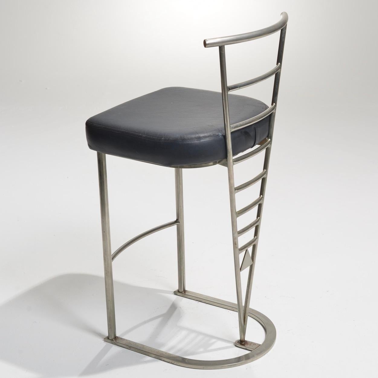 Post-Modern Post Modern Chrome and Leather Counter Stool 'Design Institute' For Sale