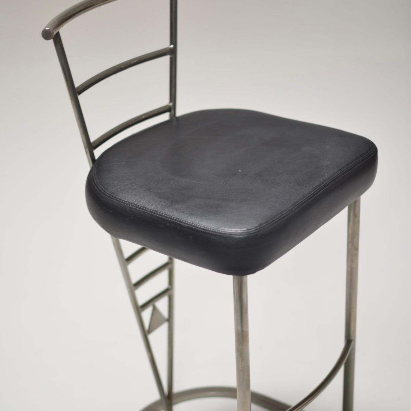American Post Modern Chrome and Leather Counter Stool 'Design Institute' For Sale