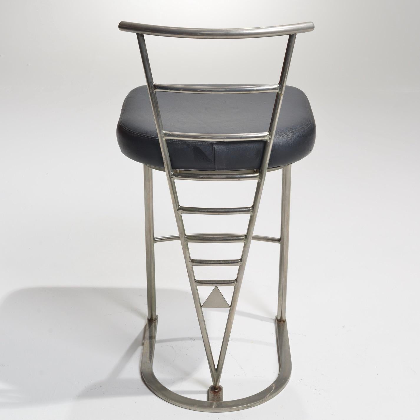Post Modern Chrome and Leather Counter Stool 'Design Institute' For Sale 1