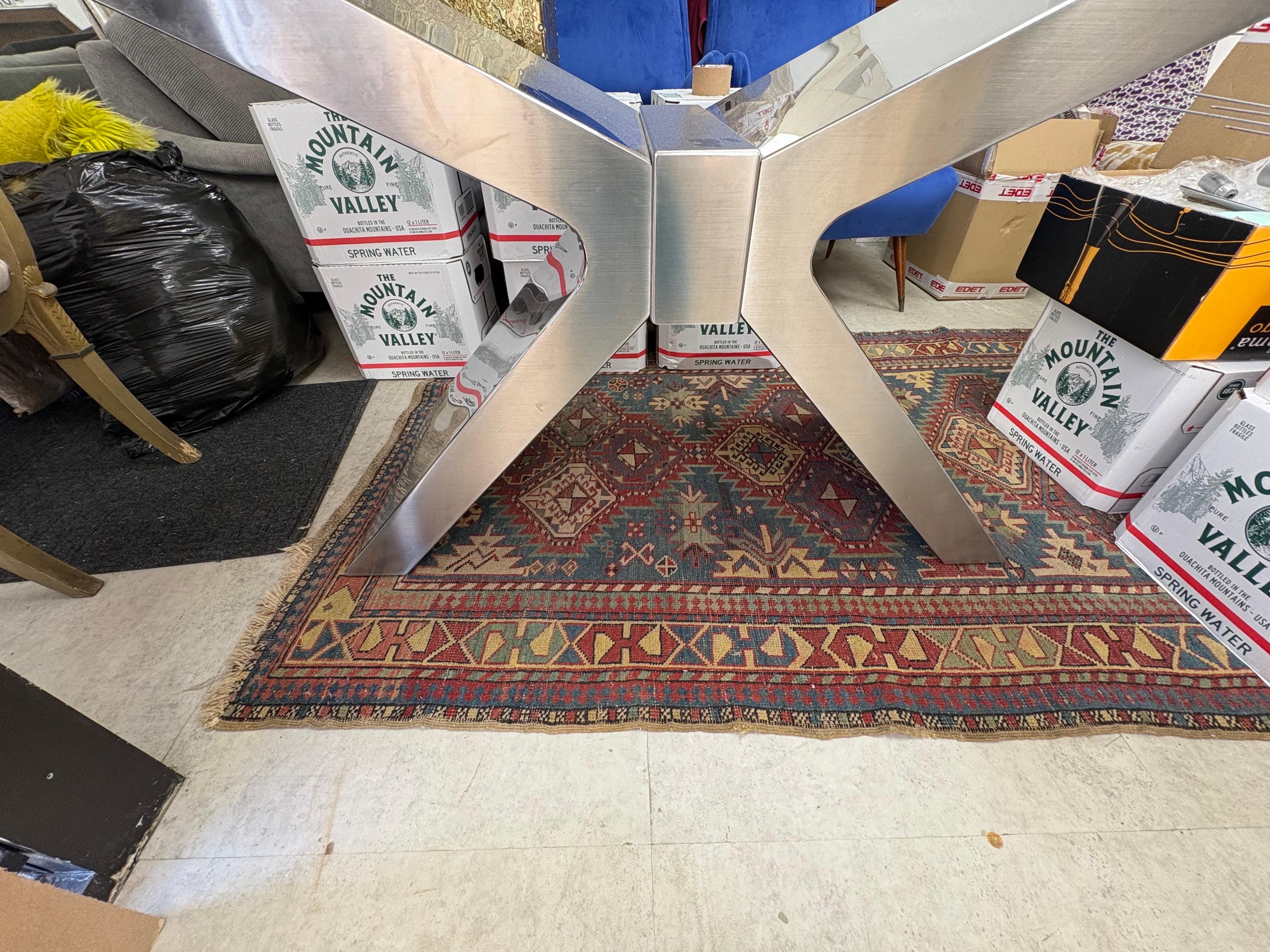 Inconnu Base de table post-moderne en chrome et acier inoxydable en vente