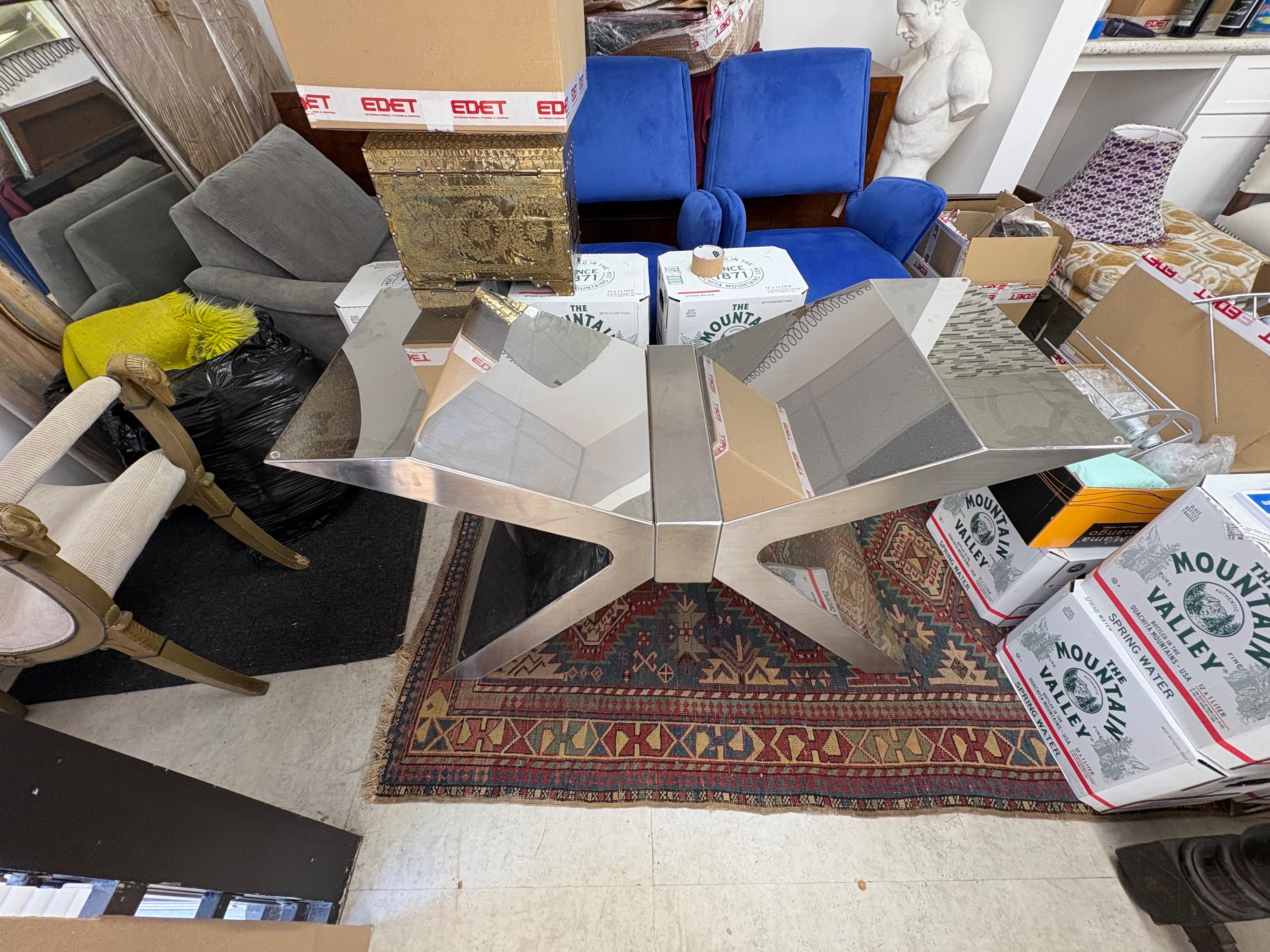 Fin du 20e siècle Base de table post-moderne en chrome et acier inoxydable en vente