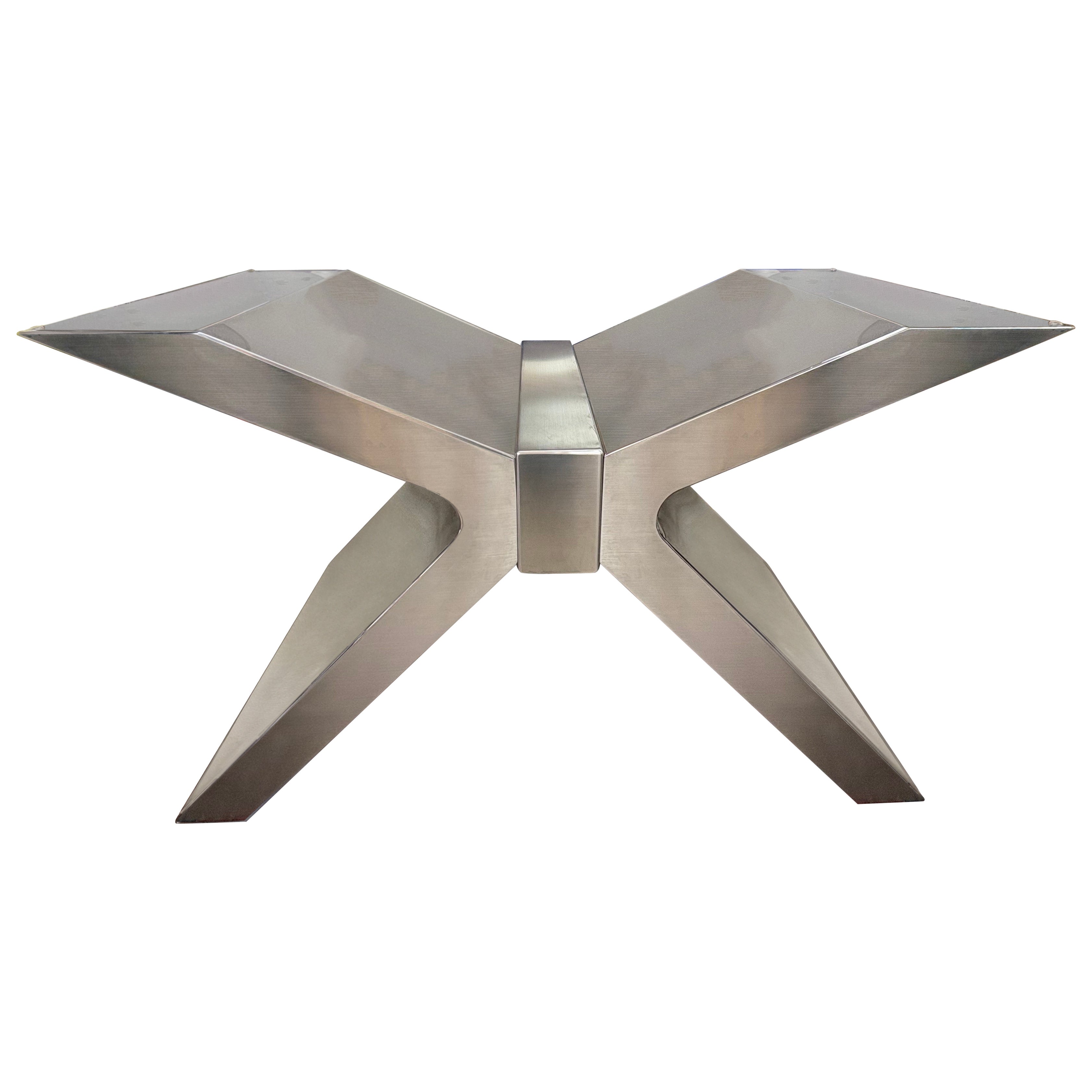 Base de table post-moderne en chrome et acier inoxydable en vente