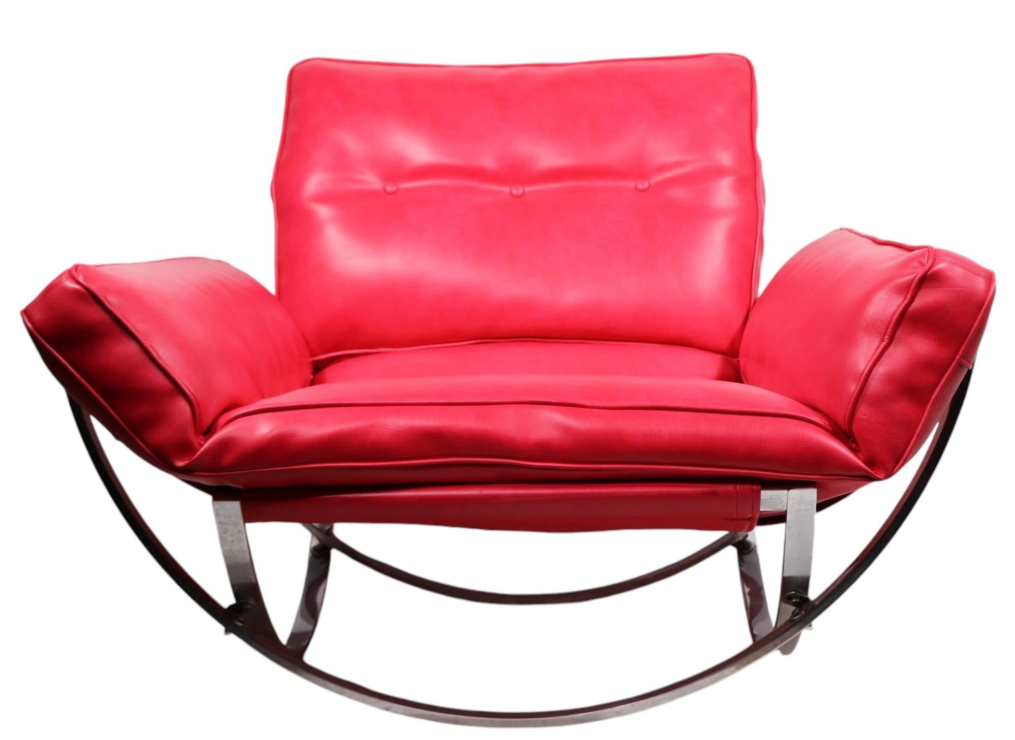 Sedia lounge postmoderna Apollo in cromo e vinile di Leonart Bender per Charleton in vendita 5