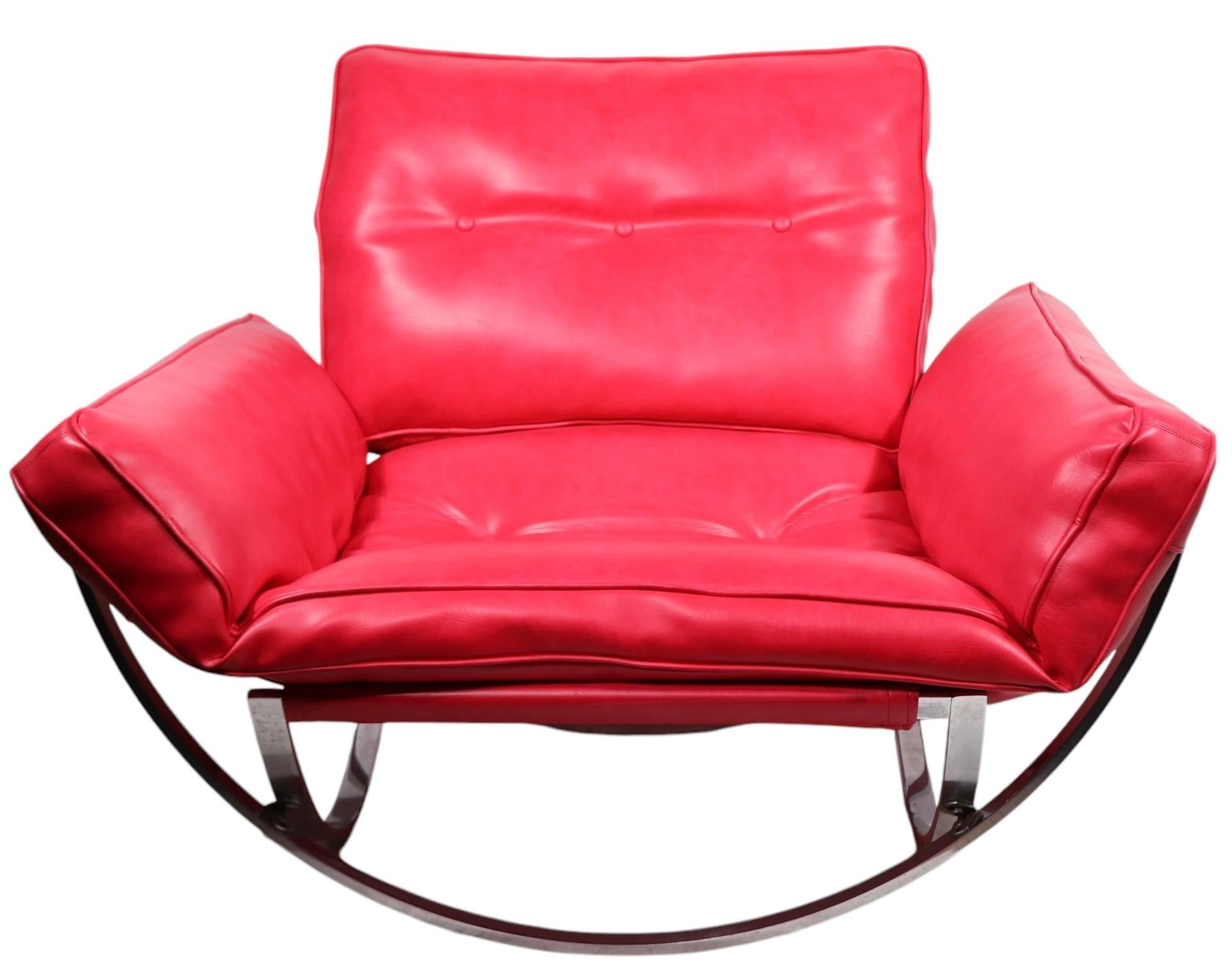 Sedia lounge postmoderna Apollo in cromo e vinile di Leonart Bender per Charleton in vendita 6