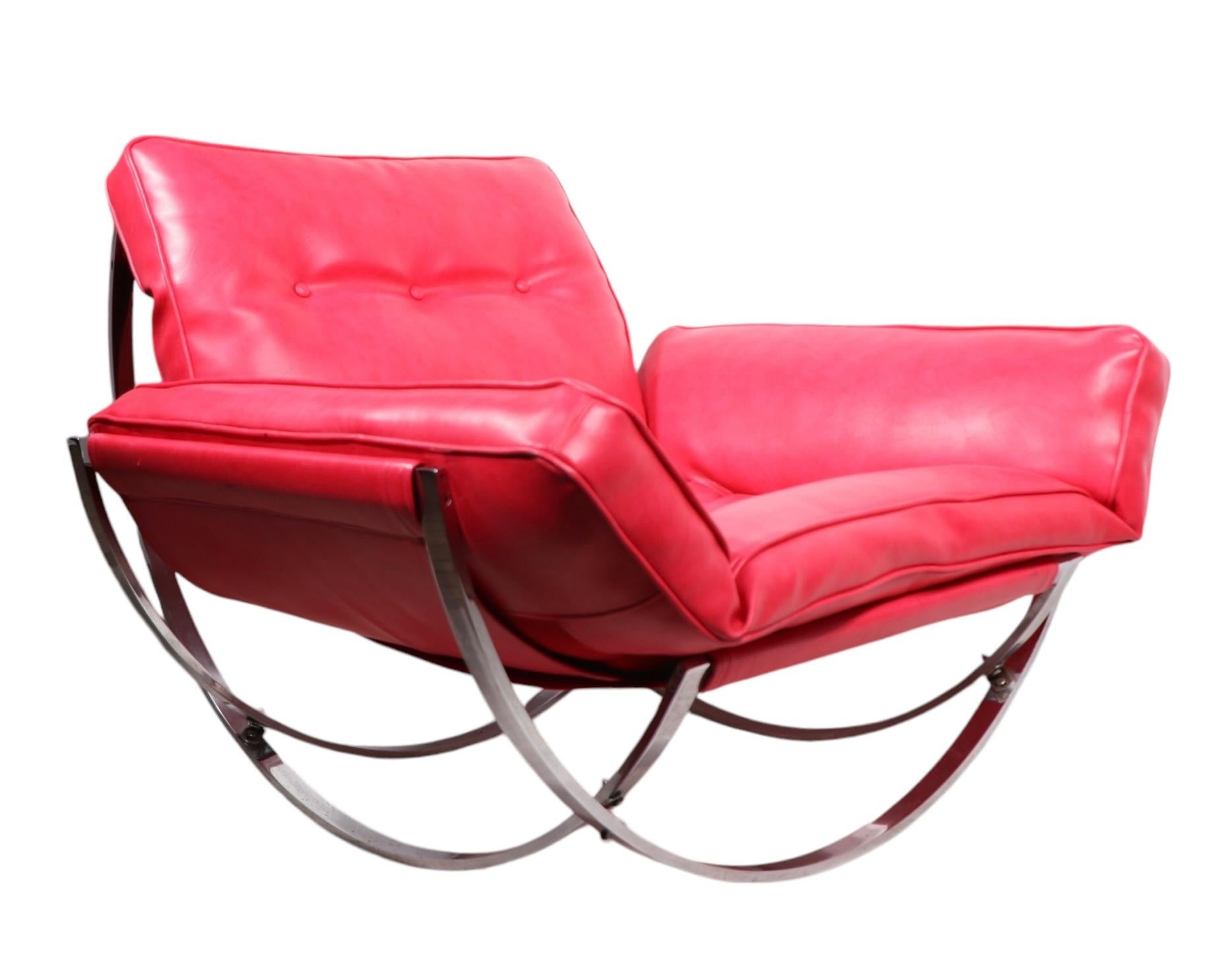 Sedia lounge postmoderna Apollo in cromo e vinile di Leonart Bender per Charleton in vendita 1