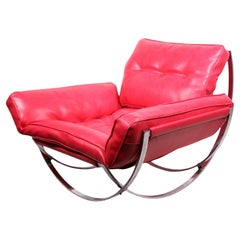 Post Modern Chrome and Vinyl Apollo Lounge Chair by Leonart Bender for Charleton
