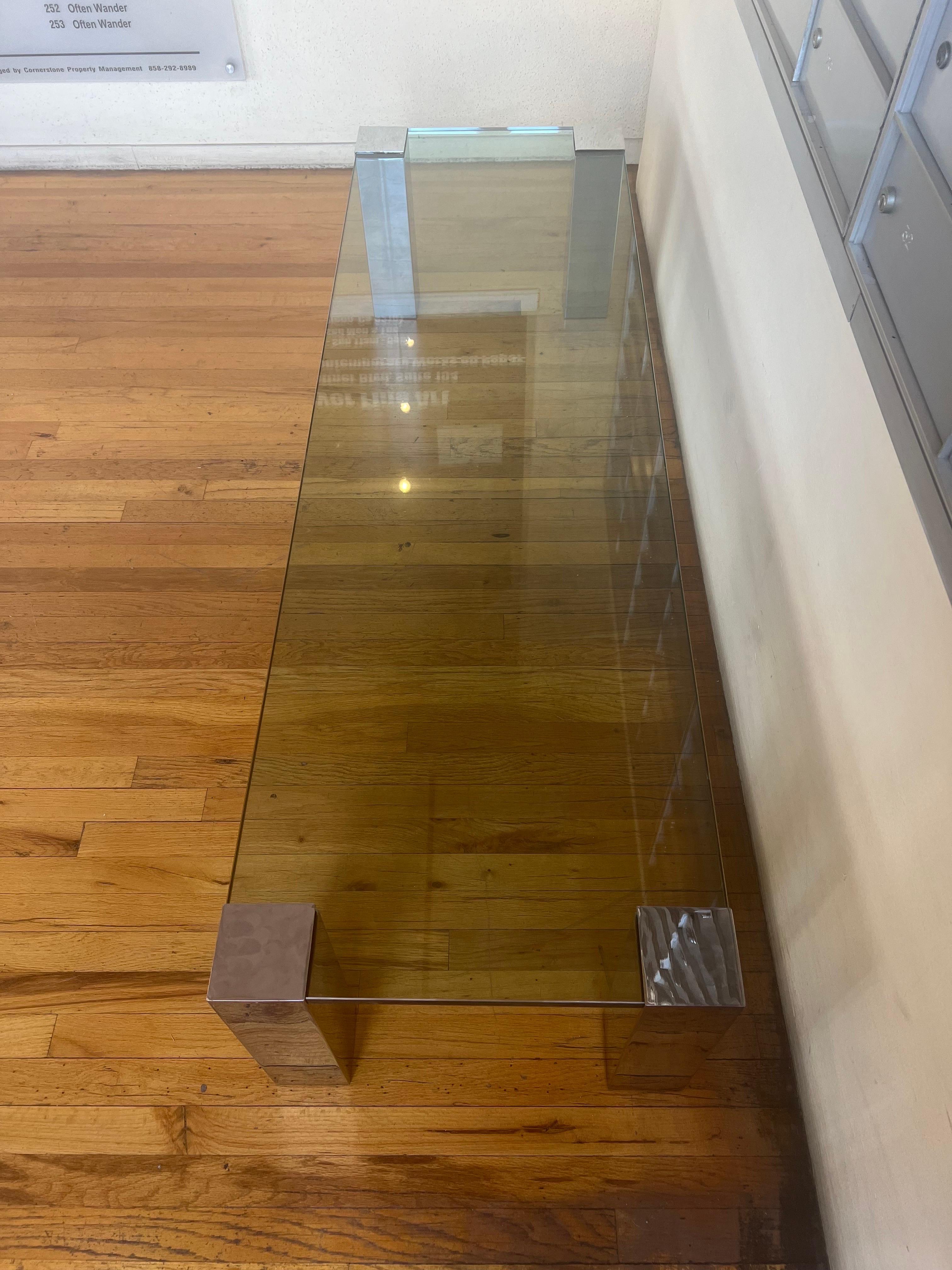 Post-Modern Post Modern Chrome & Glass Rare Coffee Table by Willy Rizzo for Cidue, Italy