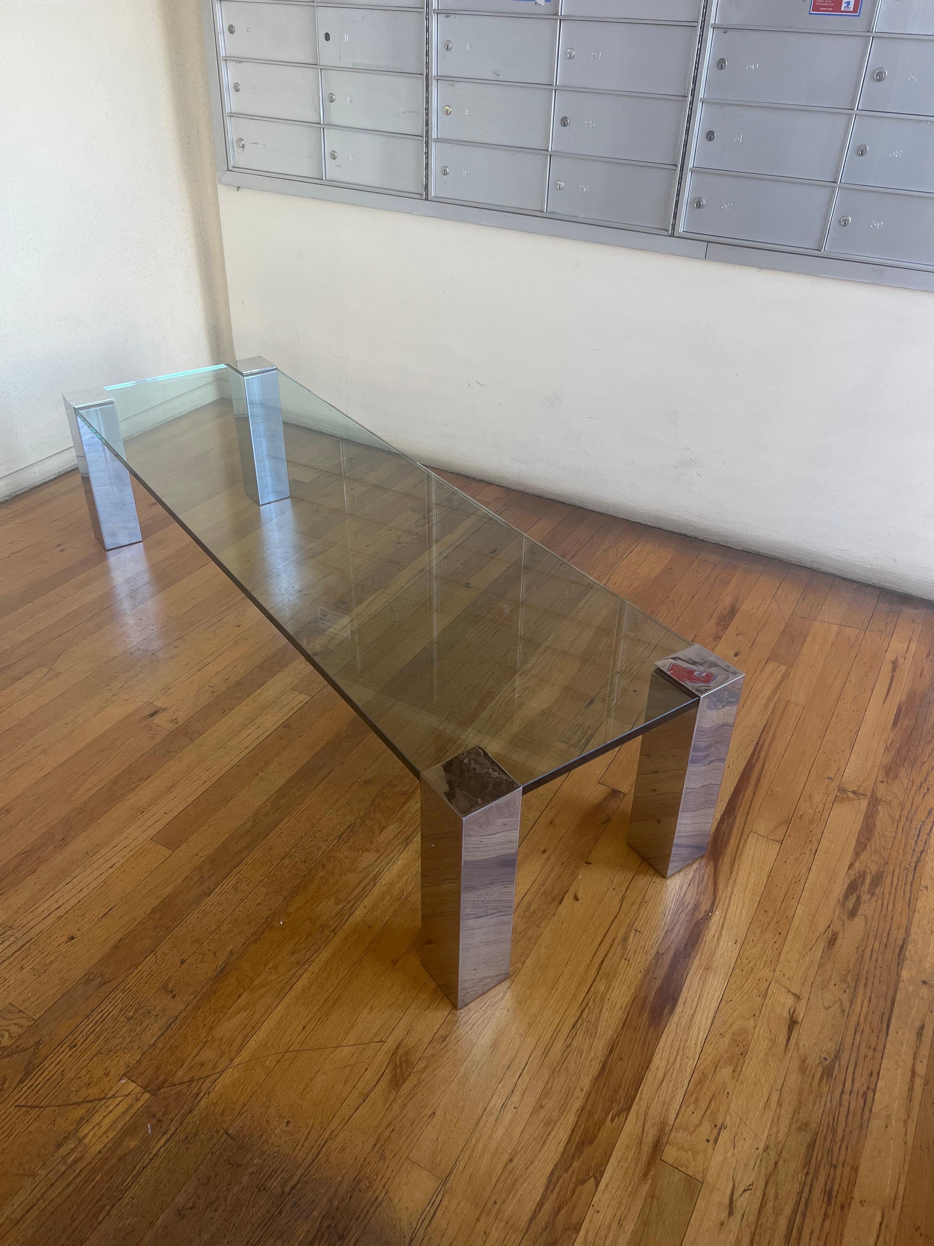 20th Century Post Modern Chrome & Glass Rare Coffee Table by Willy Rizzo for Cidue, Italy