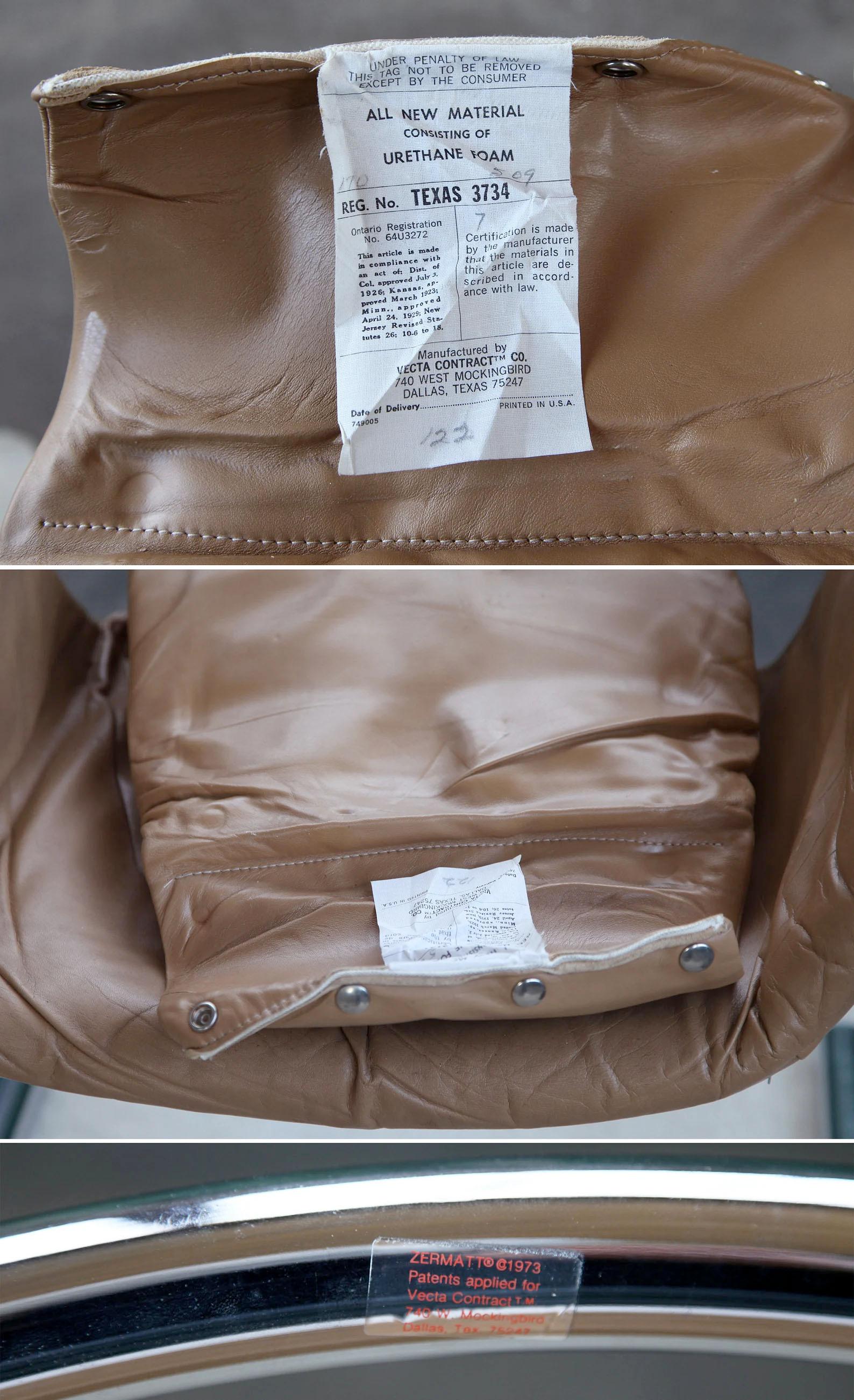 Post Modern Chrome Vecta Zermatt Sling Beige Leather Lounge Chair, 1970s 3