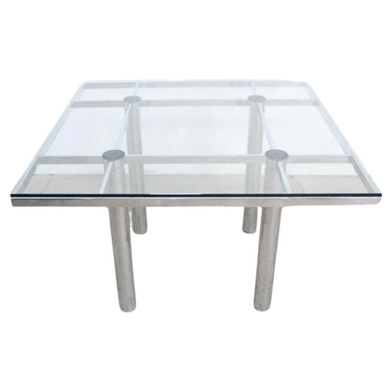 Post-Modern Post modern chrome with glass top Tobia Scarpa for Knoll Dining Table For Sale