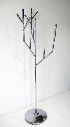Post Modern Chromed Tree Styled Coat Hat Rack 1970's