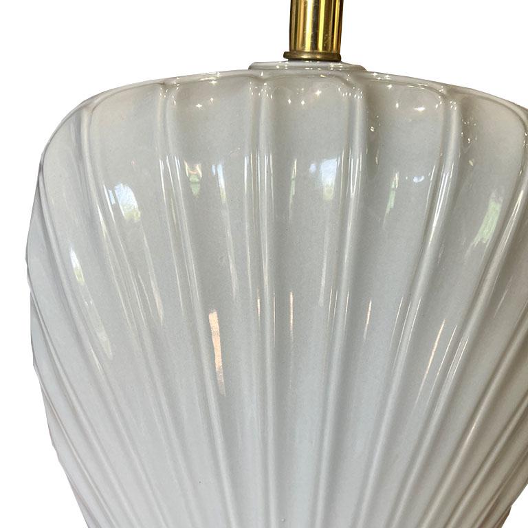 American Post Modern Clam Shell Motif Table Lamps in Light Gray or Blue - A Pair