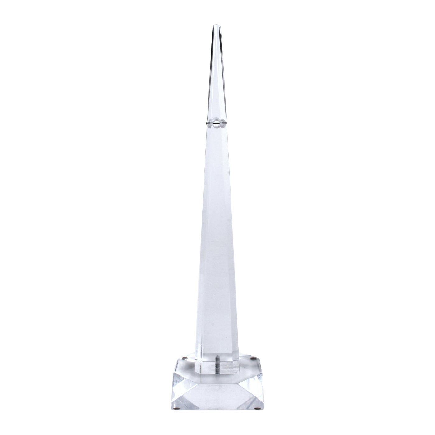 Scultura da tavolo post-moderna a forma di obelisco in lucite acrilica trasparente